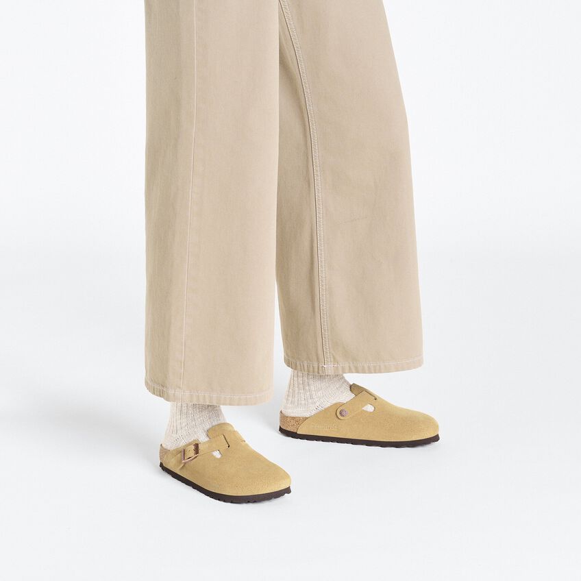 Birkenstock | Boston Suede | Latte Cream| Narrow
