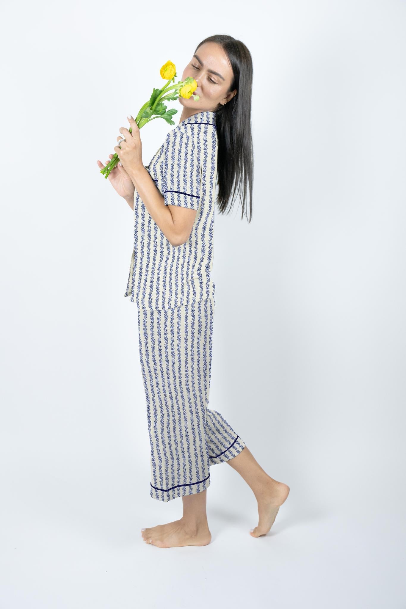 Aspen Dream | Jolene Cropped Pajama Set Blue Coral