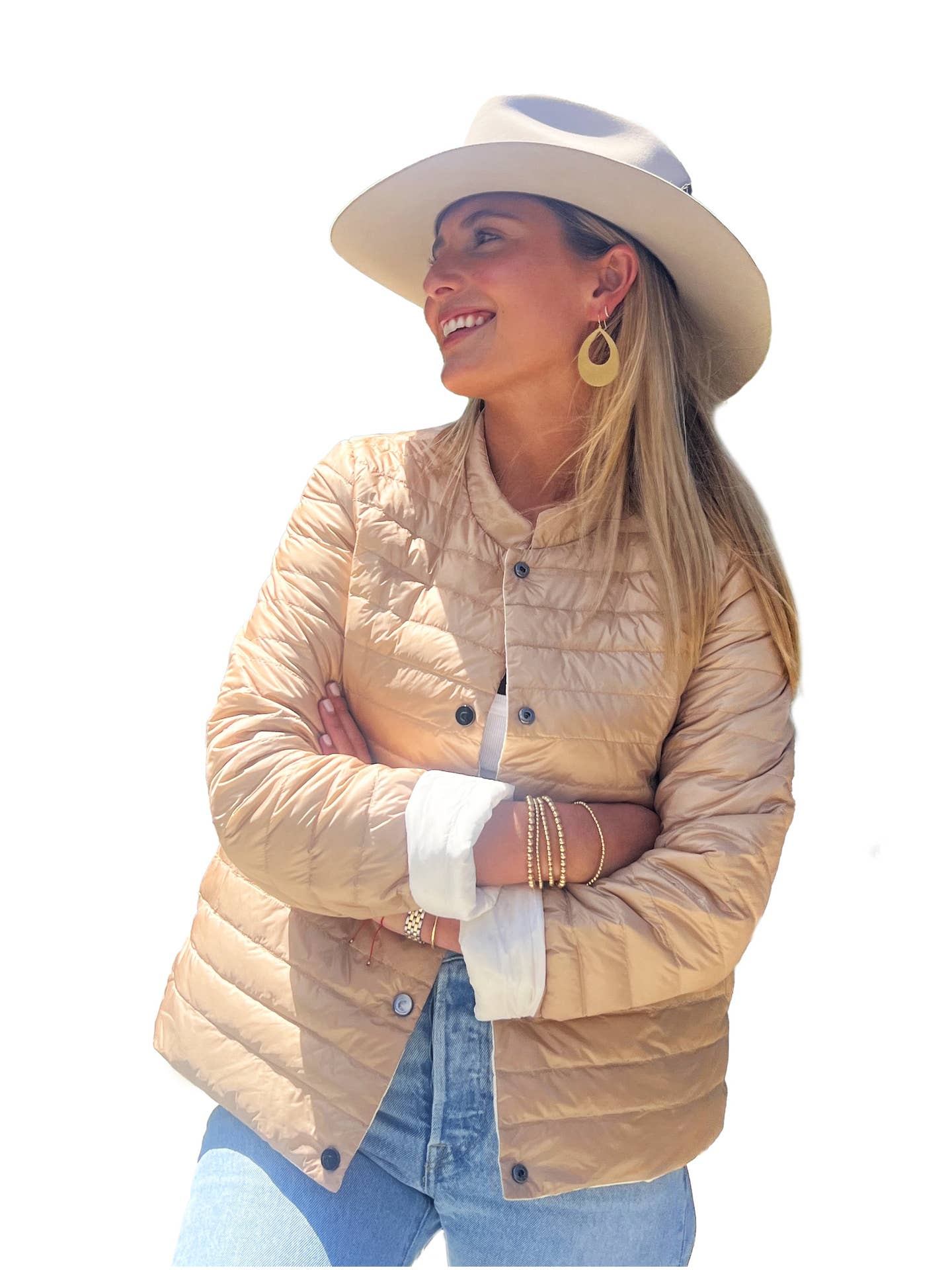 Cotes of London | The Leicester Lightweight Reversible Down Jacket | Camel/Ivory