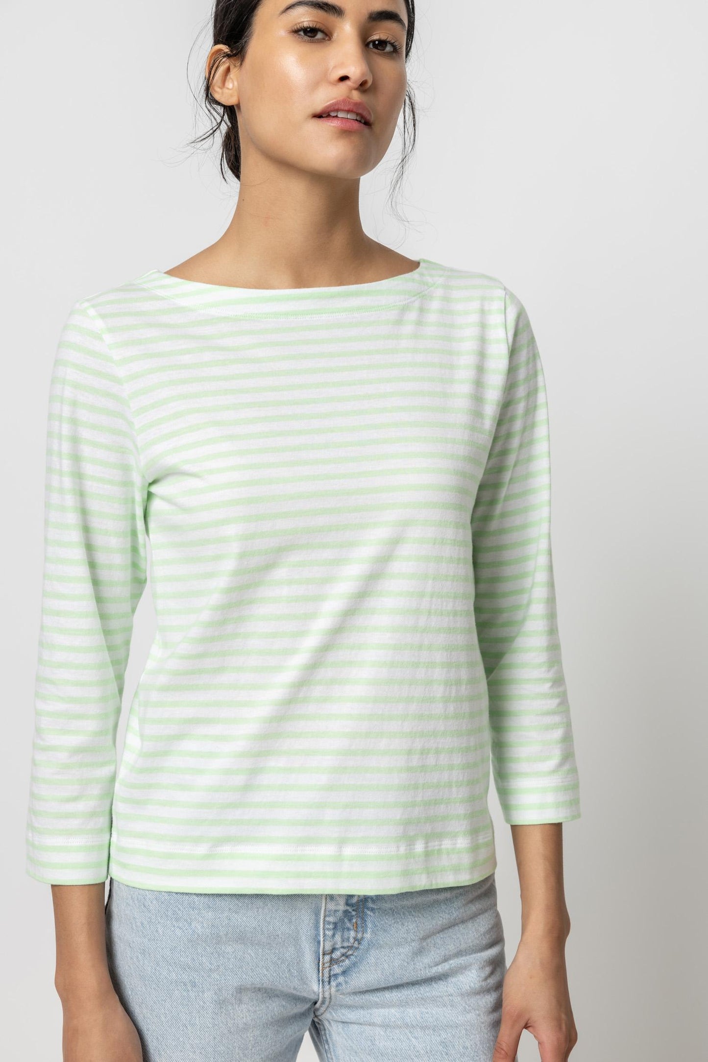Lilla P | Striped 3/4 Sleeve Boatneck