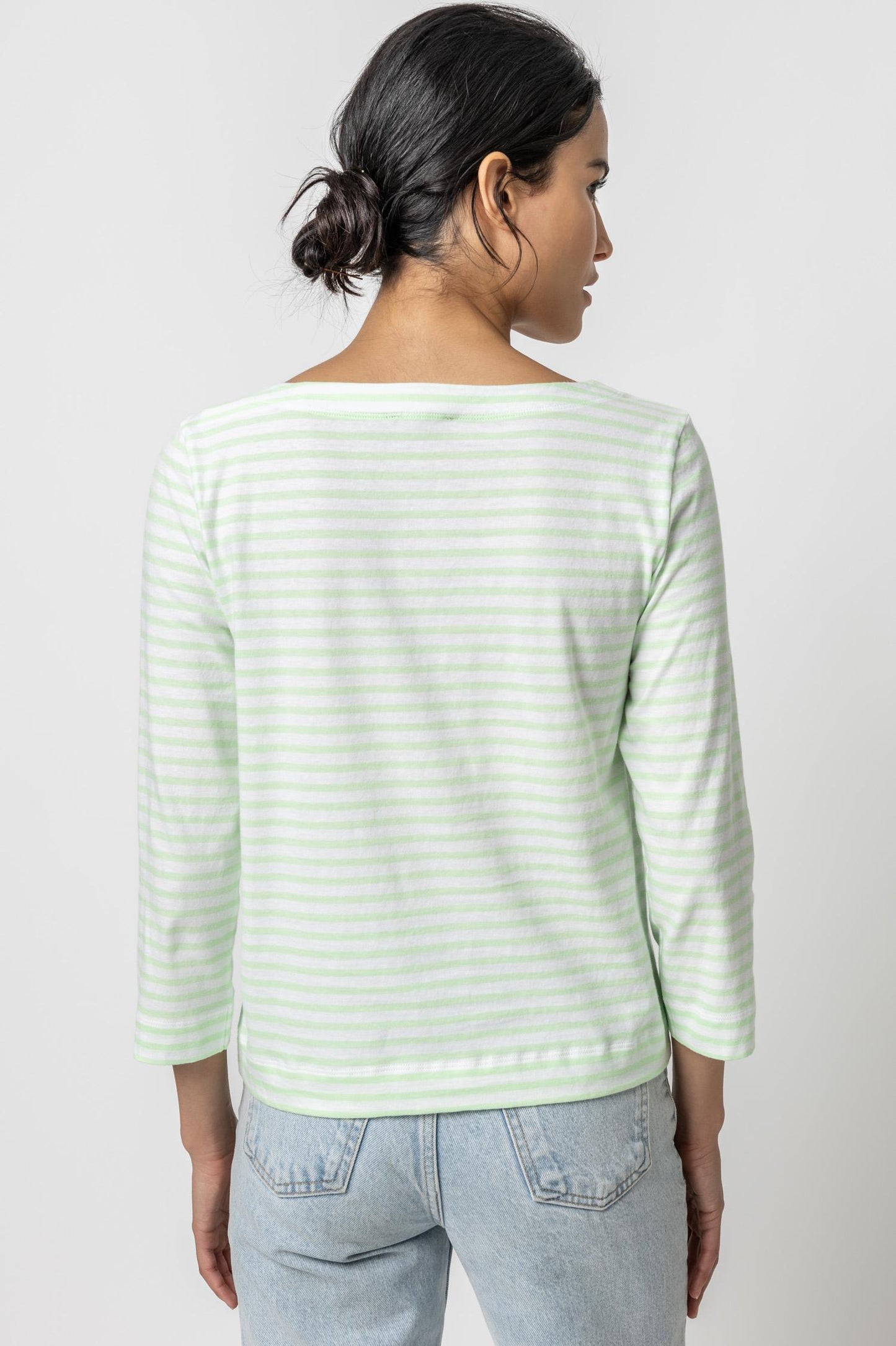 Lilla P | Striped 3/4 Sleeve Boatneck