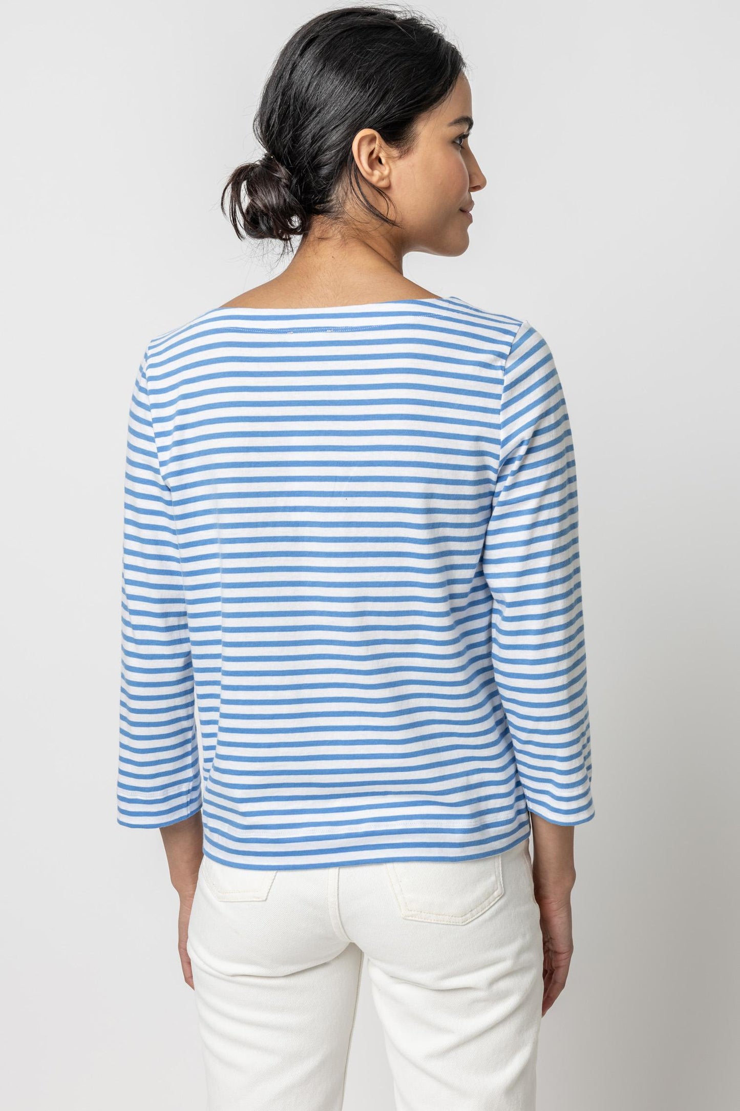 Lilla P | Striped 3/4 Sleeve Boatneck
