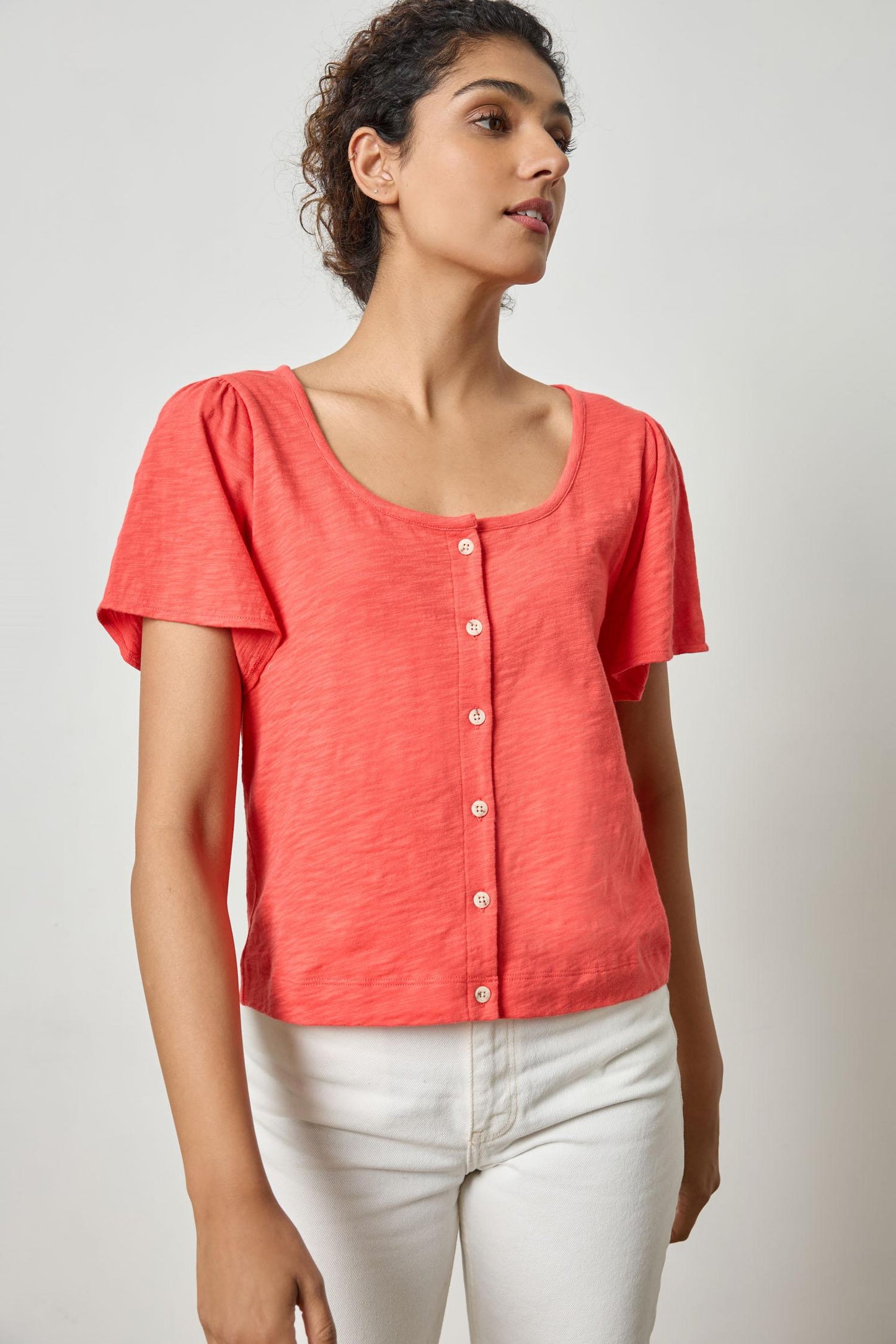 Lilla P. | Button Front Flutter Sleeve | PA 2847