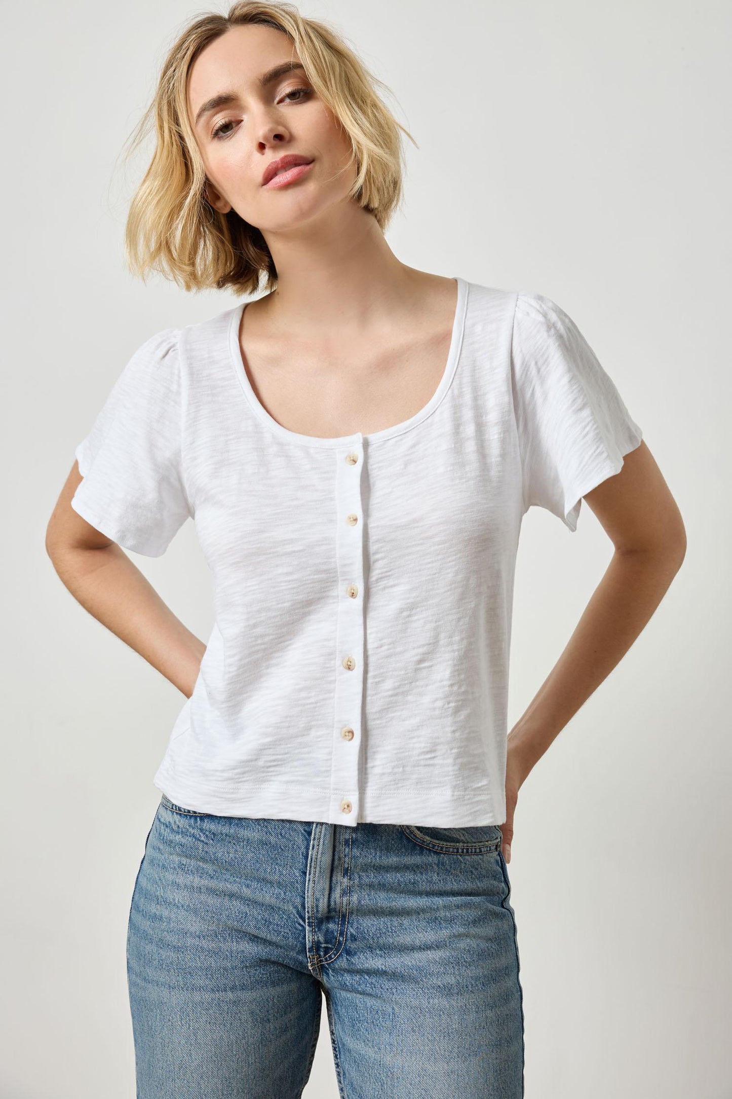 Lilla P. | Button Front Flutter Sleeve | PA 2847