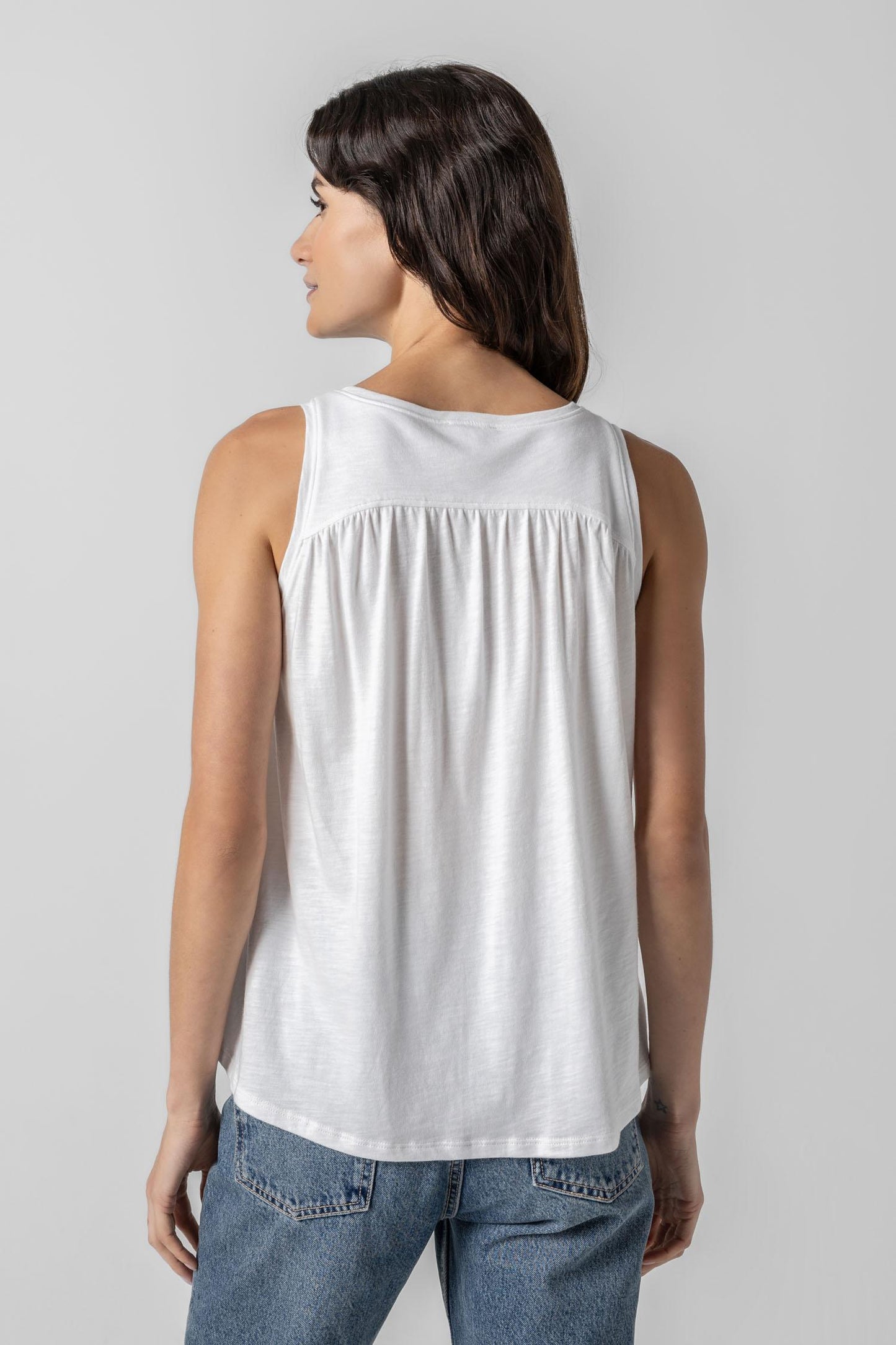 Lilla P | Shirred Back V-Neck Tank | 2991