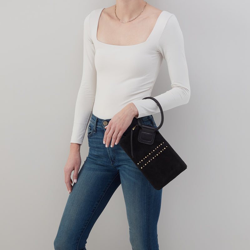 HOBO | SABLE wristlet in Suede Black