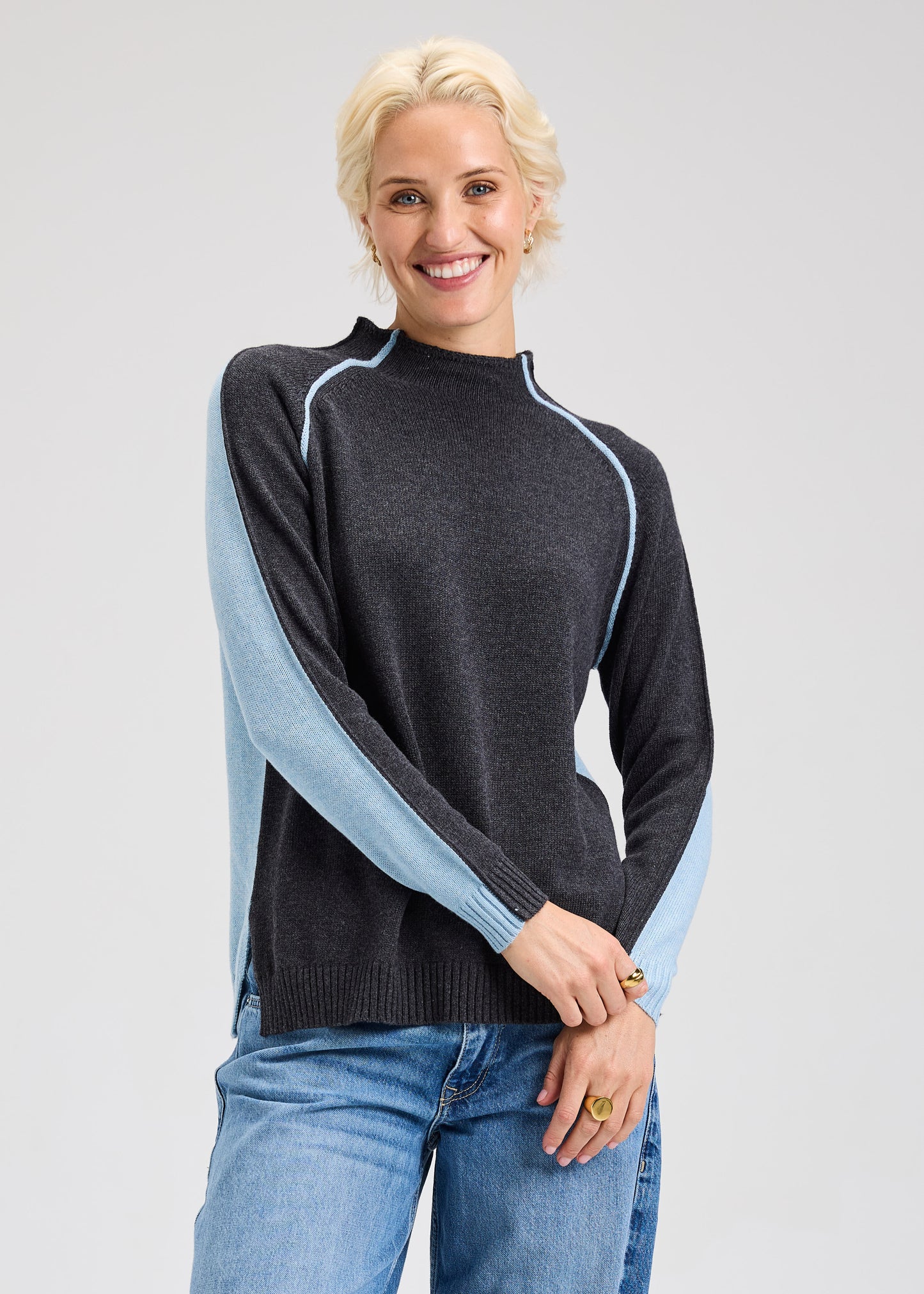 Zaket & Plover | Reversible Block Funnel sweater