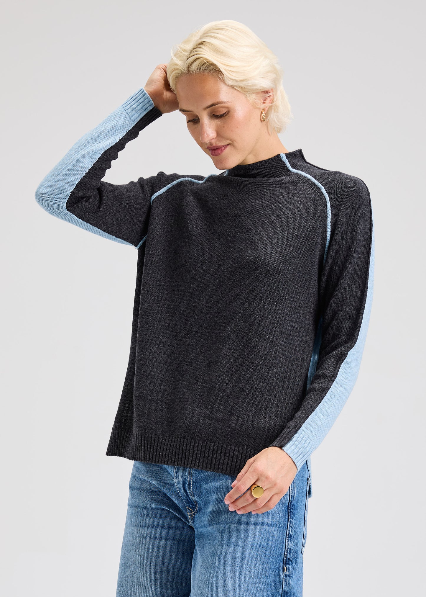 Zaket & Plover | Reversible Block Funnel sweater
