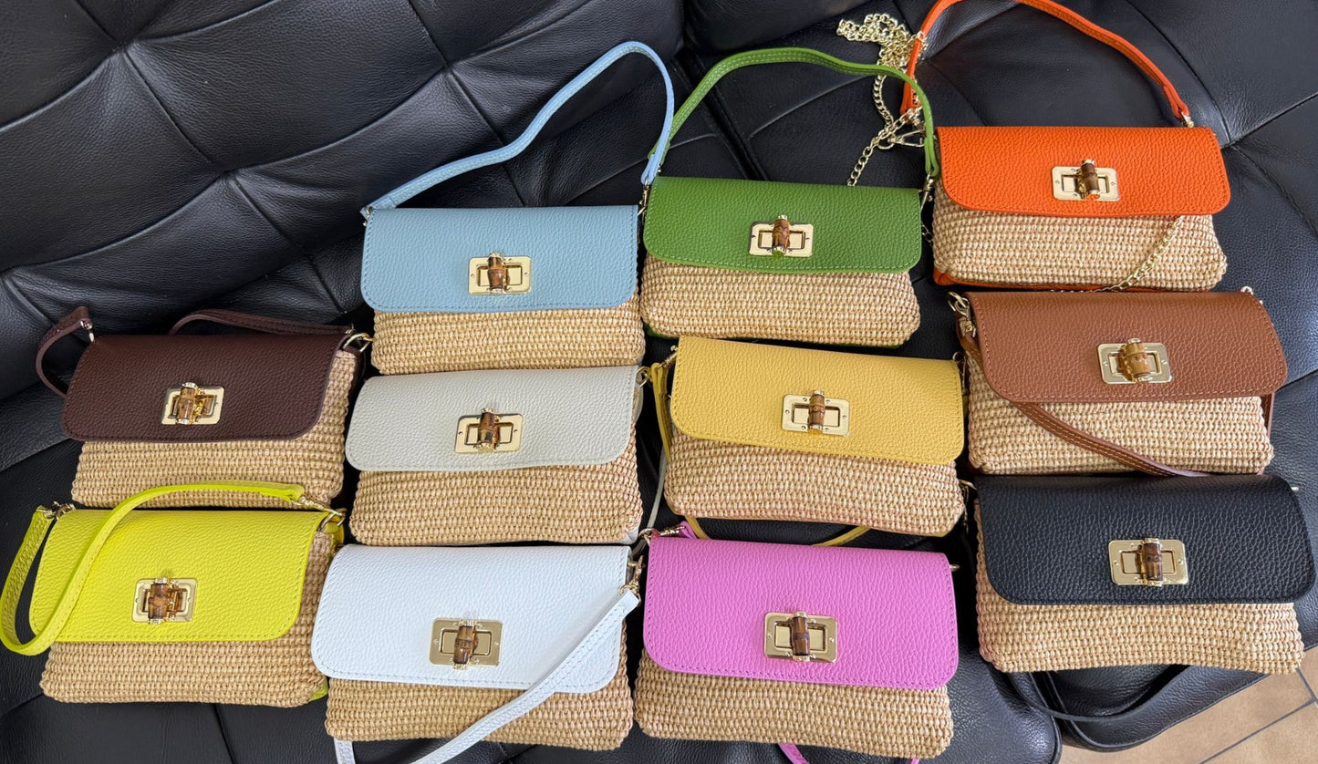 Jijou Capri | Raffia Leather Clutch Crossbody