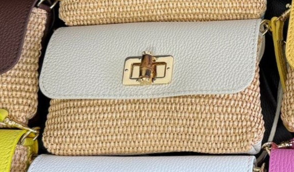 Jijou Capri | Raffia Leather Clutch Crossbody