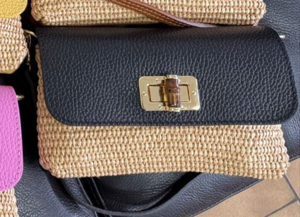 Jijou Capri | Raffia Leather Clutch Crossbody