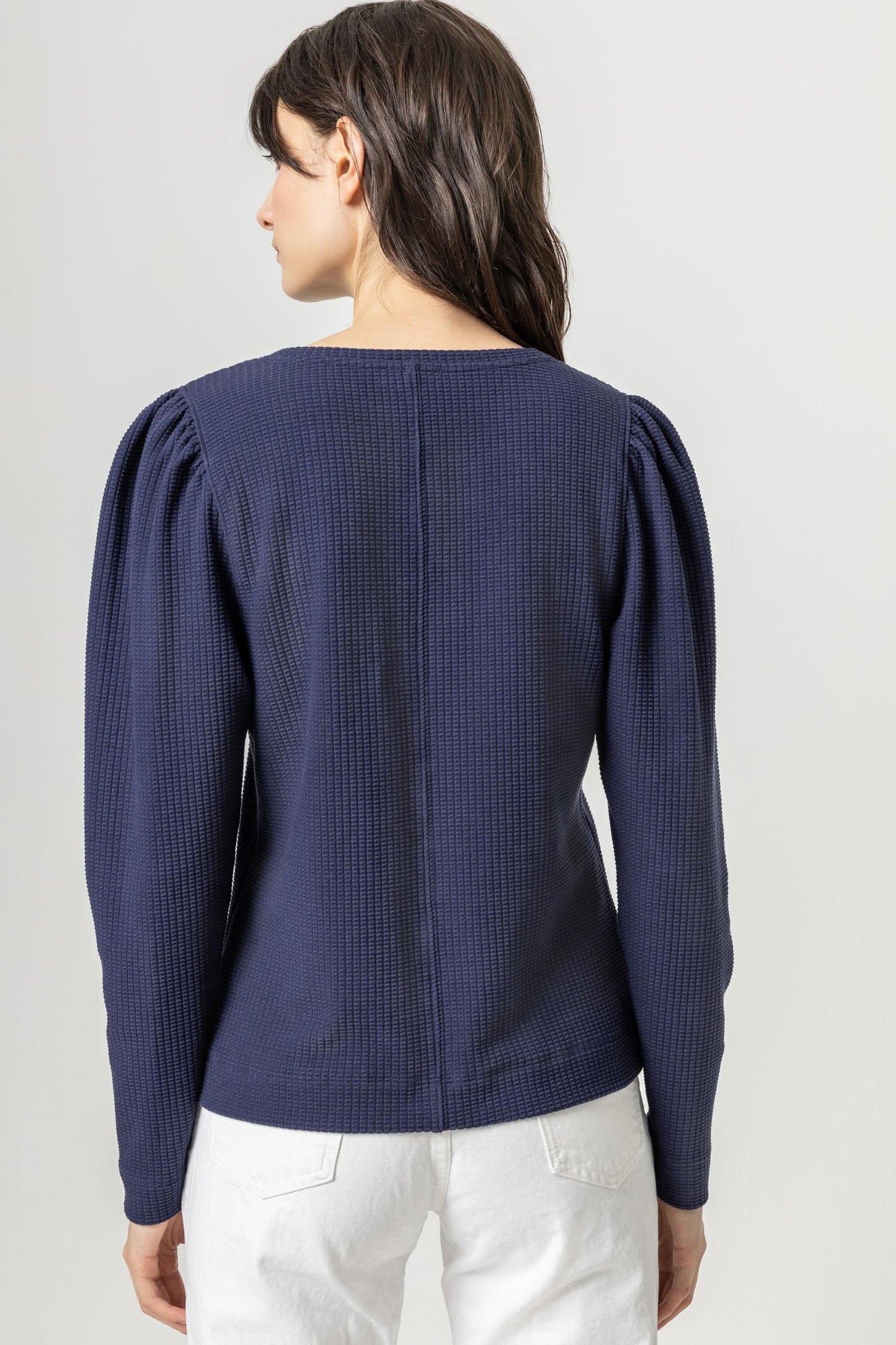 Lilla P | Puff Sleeve Waffle V-Neck