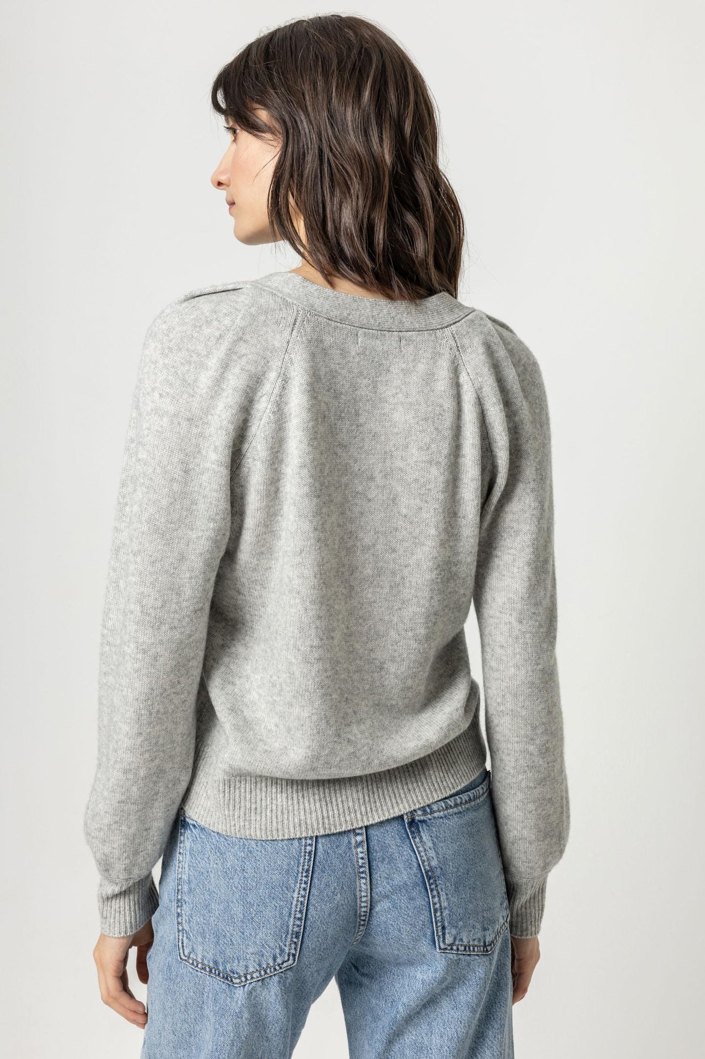 Lilla P | Wide Trim V-Neck Sweater