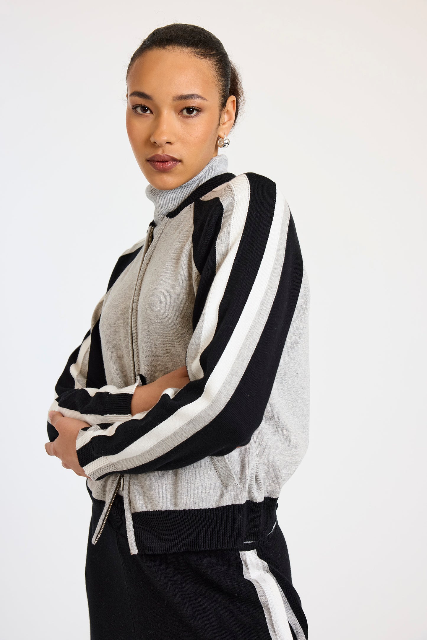 Brodie | Valerie Stripe Bomber | Grey