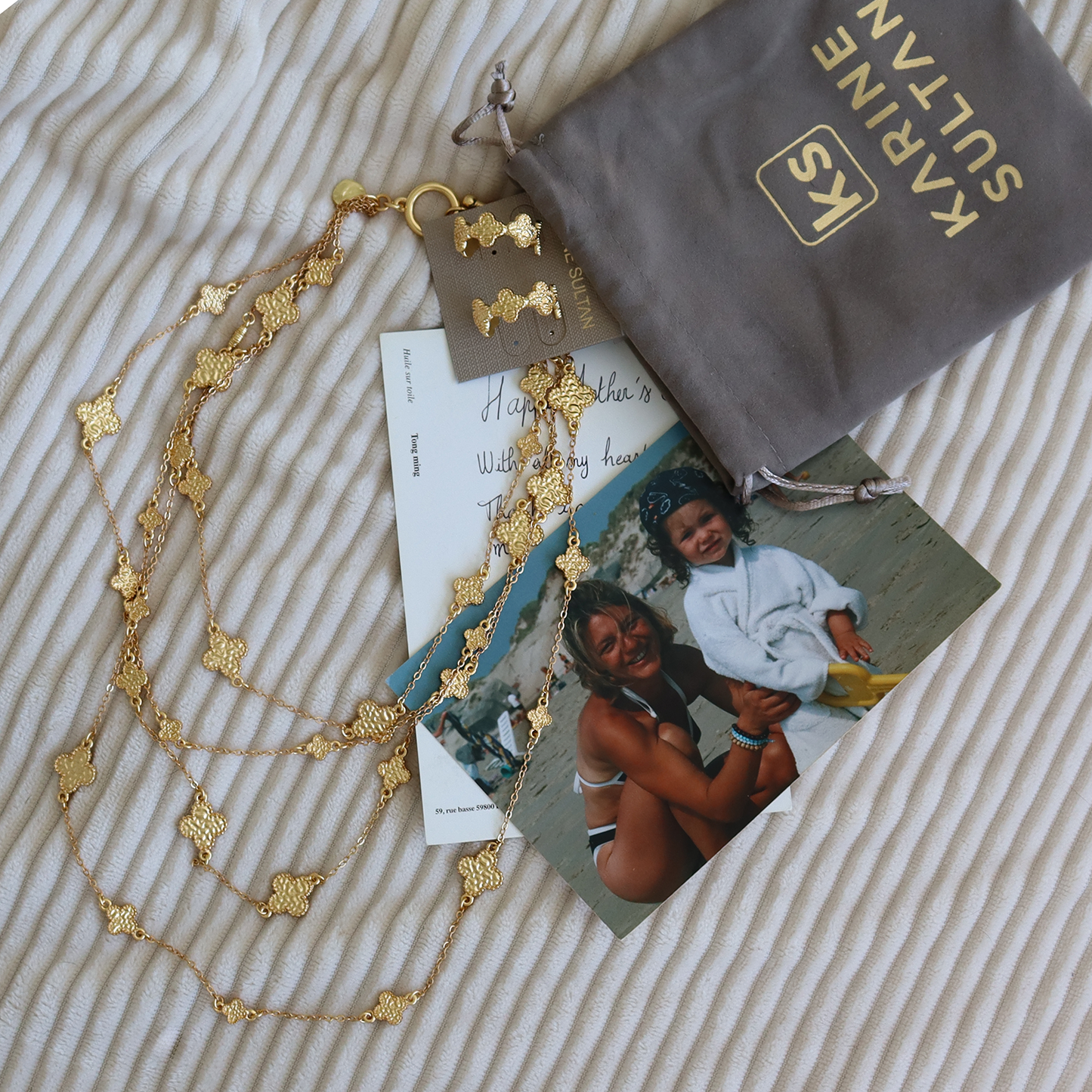 
                  
                    Molten Clover Layered Necklace - 24Kt Gold Plated
                  
                