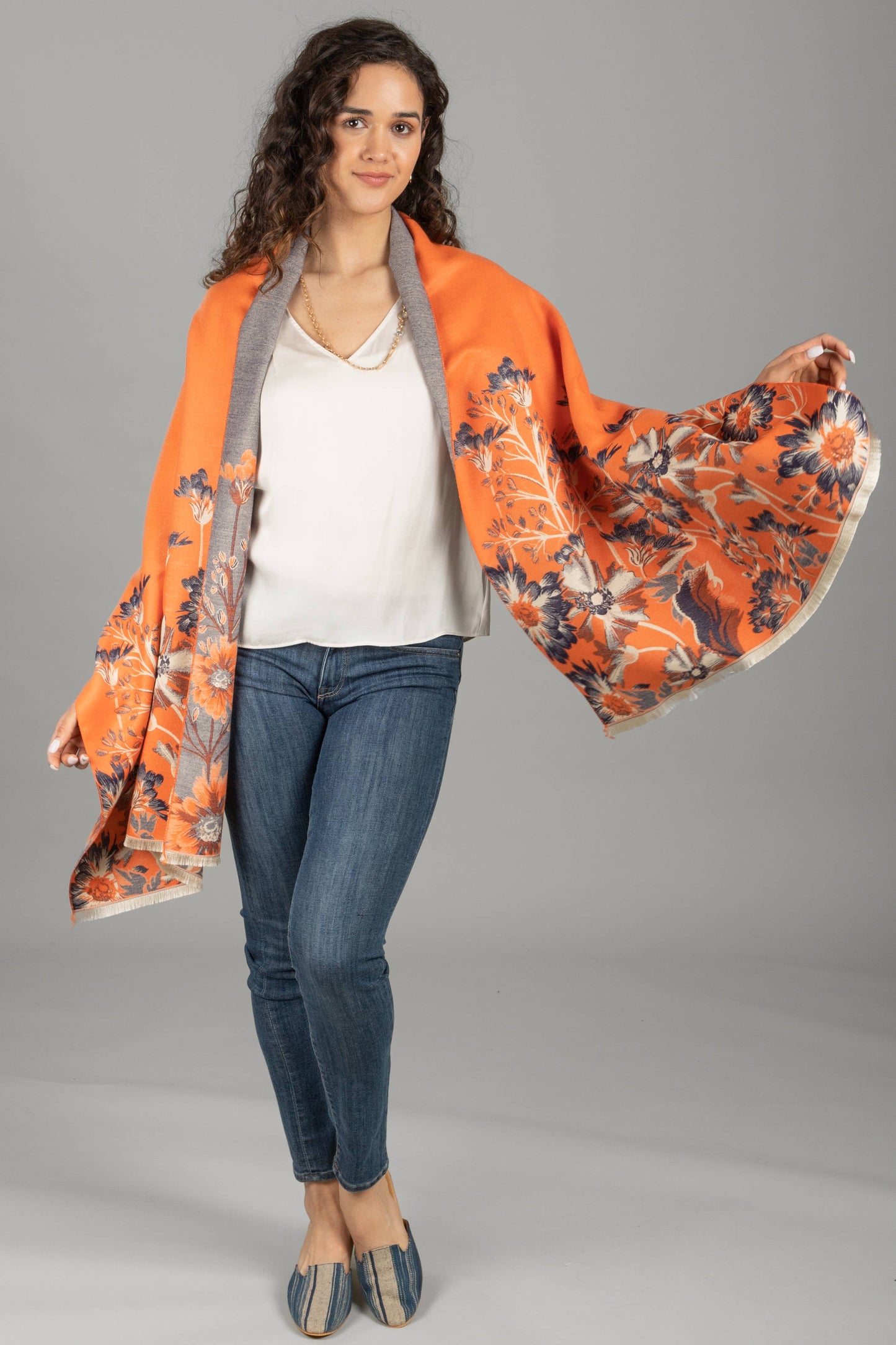 
                  
                    Reversible Floral Oversized Scarf: BLUE
                  
                