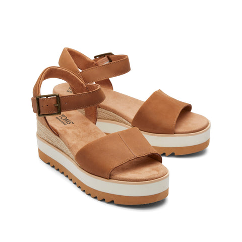 TOMS| Diana Wedge Leather Sandal | Tan