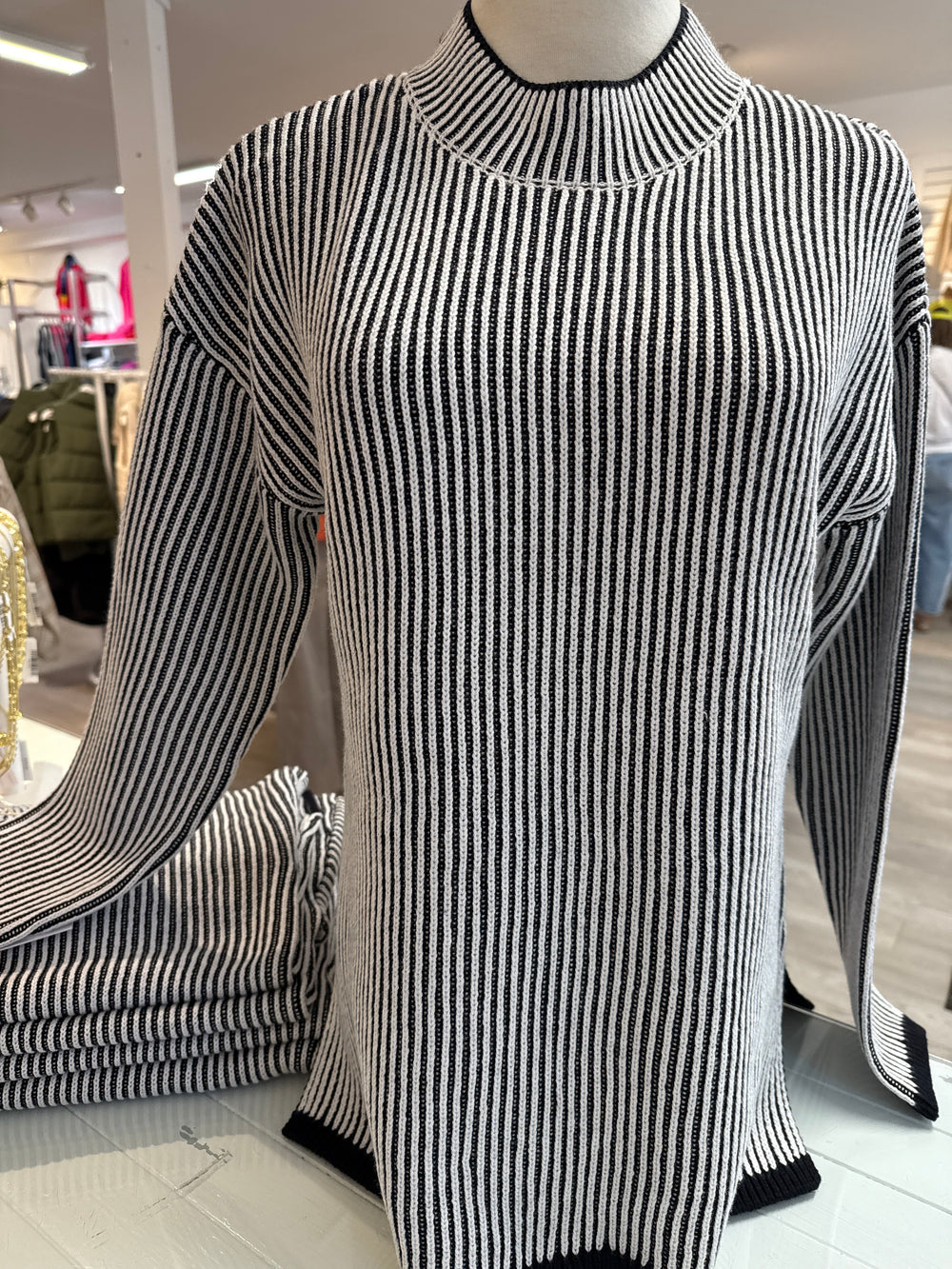 J. Society | Two Tone Plaited Funnel Neck sweater | 22053