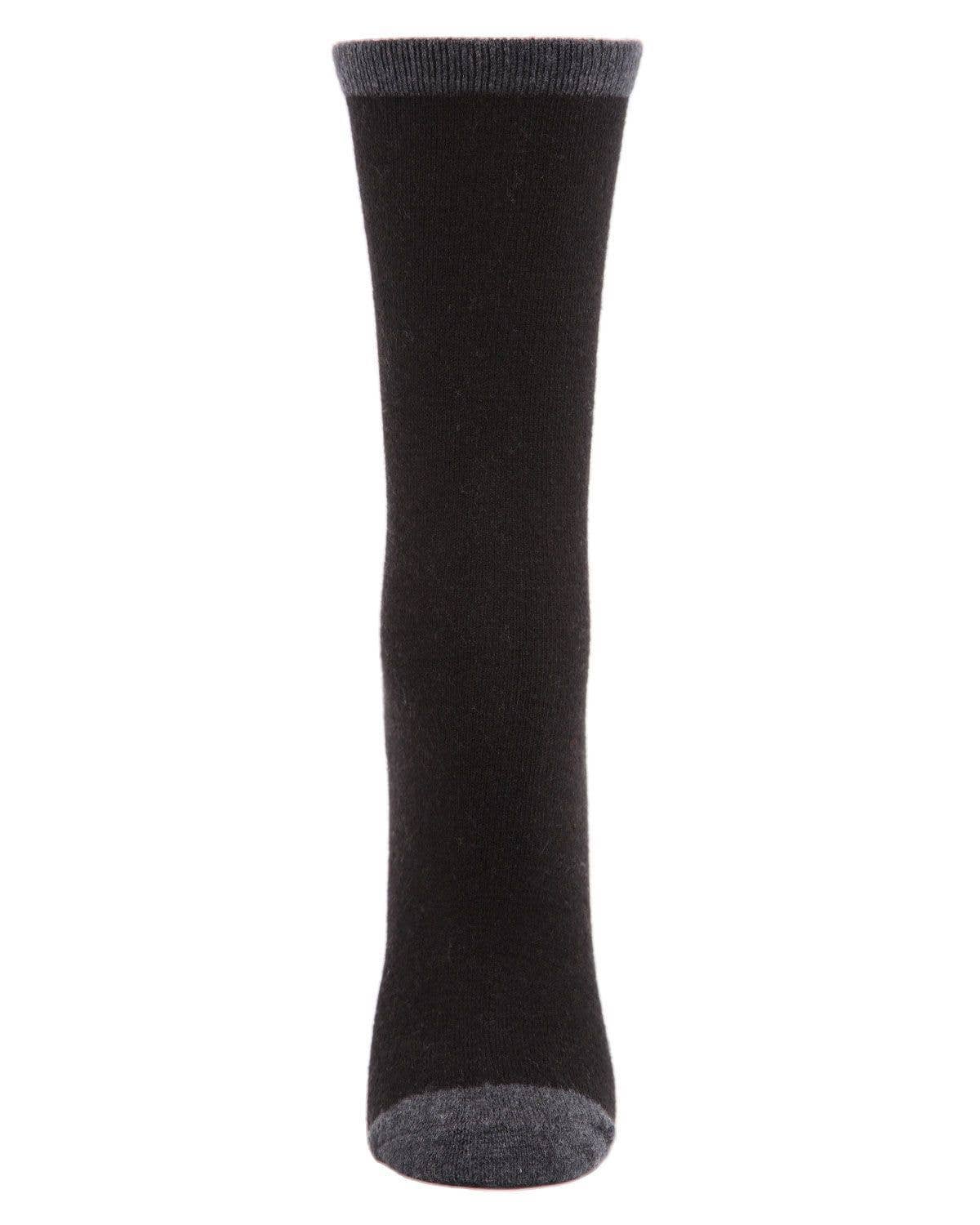 
                  
                    MeMoi Tipped Flatknit Cashmere Crew Socks: Black / 9-11
                  
                