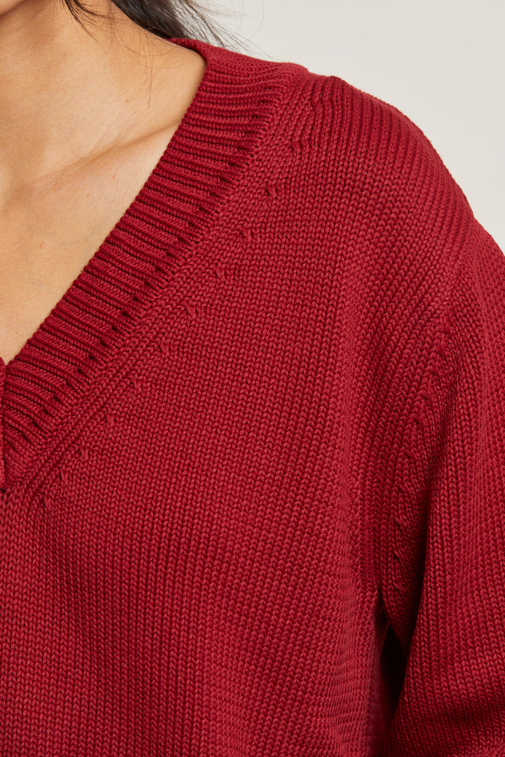 
                  
                    Perfectwhitetee | Addie Long Sleeve V Neck Sweater | Maple
                  
                