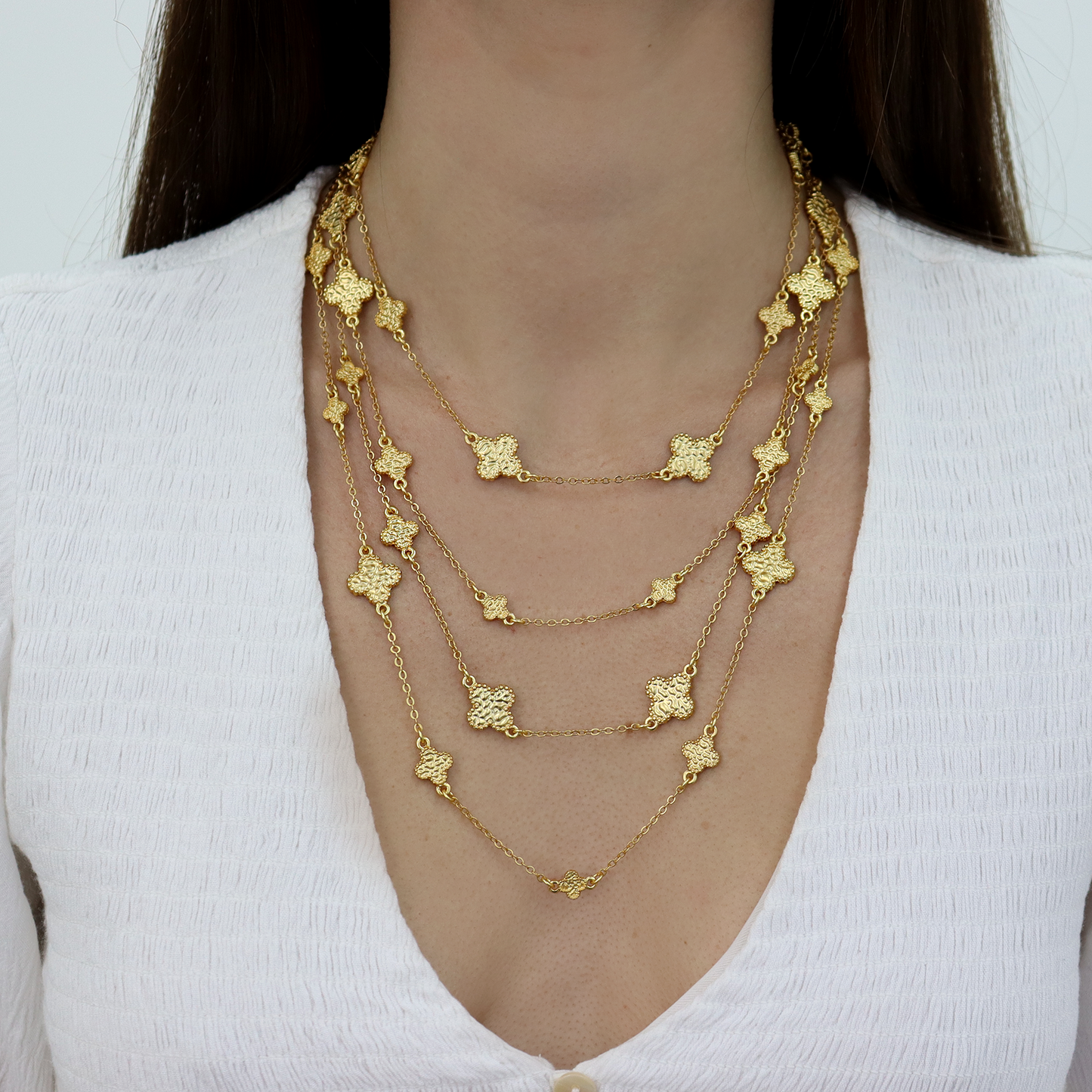 
                  
                    Molten Clover Layered Necklace - 24Kt Gold Plated
                  
                