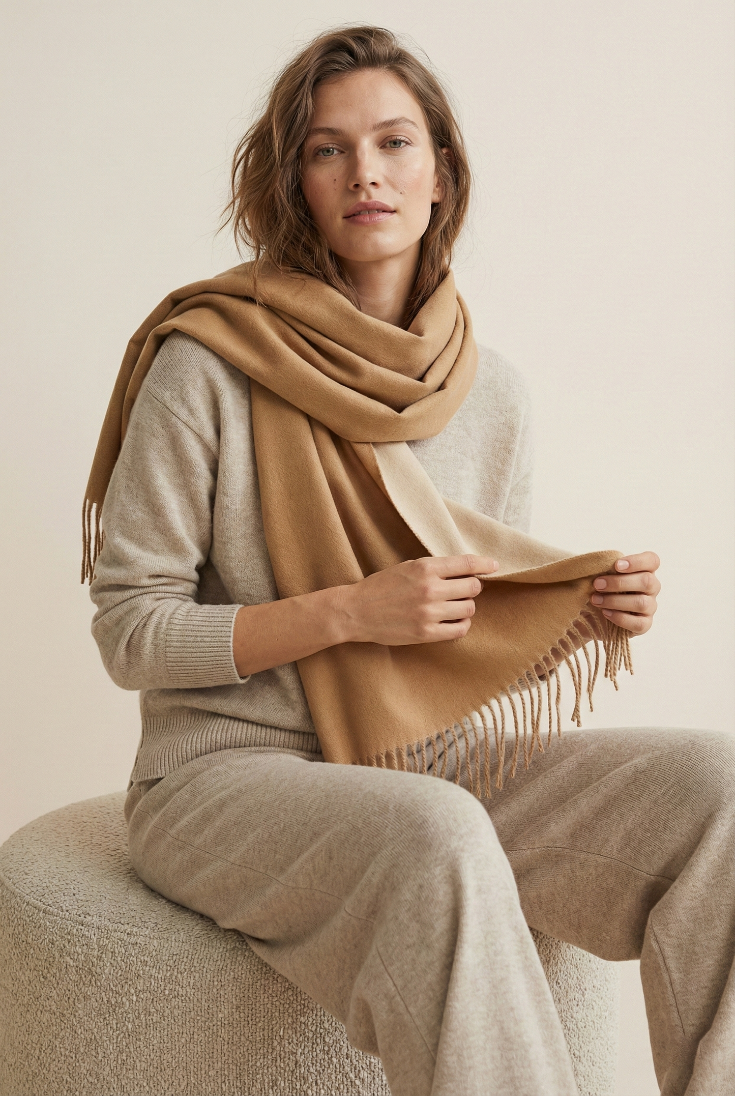 
                  
                    Solid Fringe Reversible Scarf: Black
                  
                