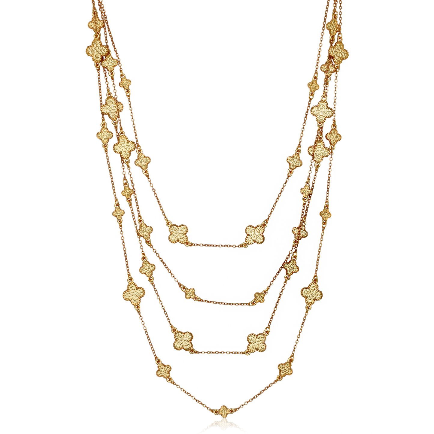 
                  
                    Molten Clover Layered Necklace - 24Kt Gold Plated
                  
                