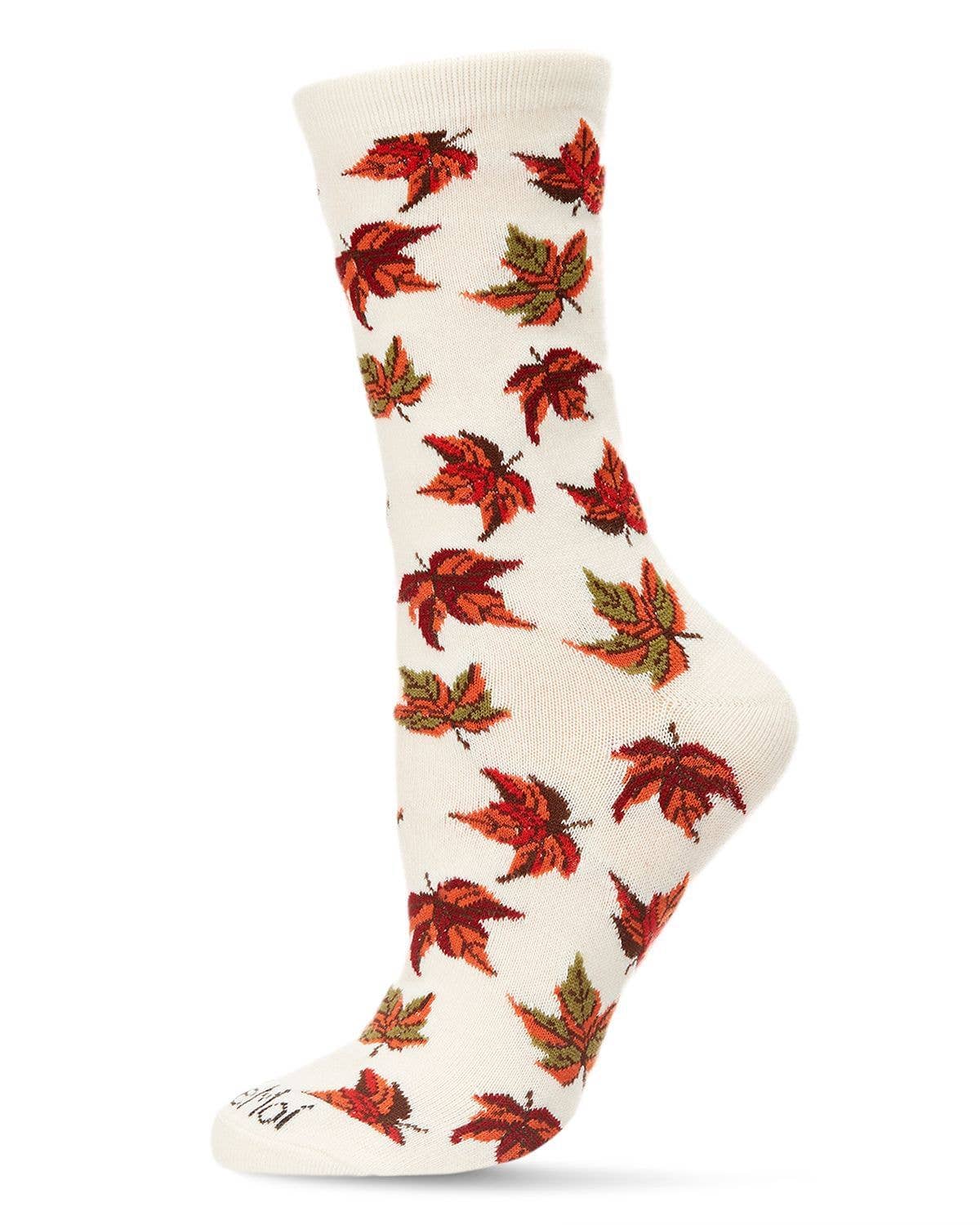 
                  
                    MeMoi Autumn Leaves Bamboo Crew Socks: Black / 9-11
                  
                