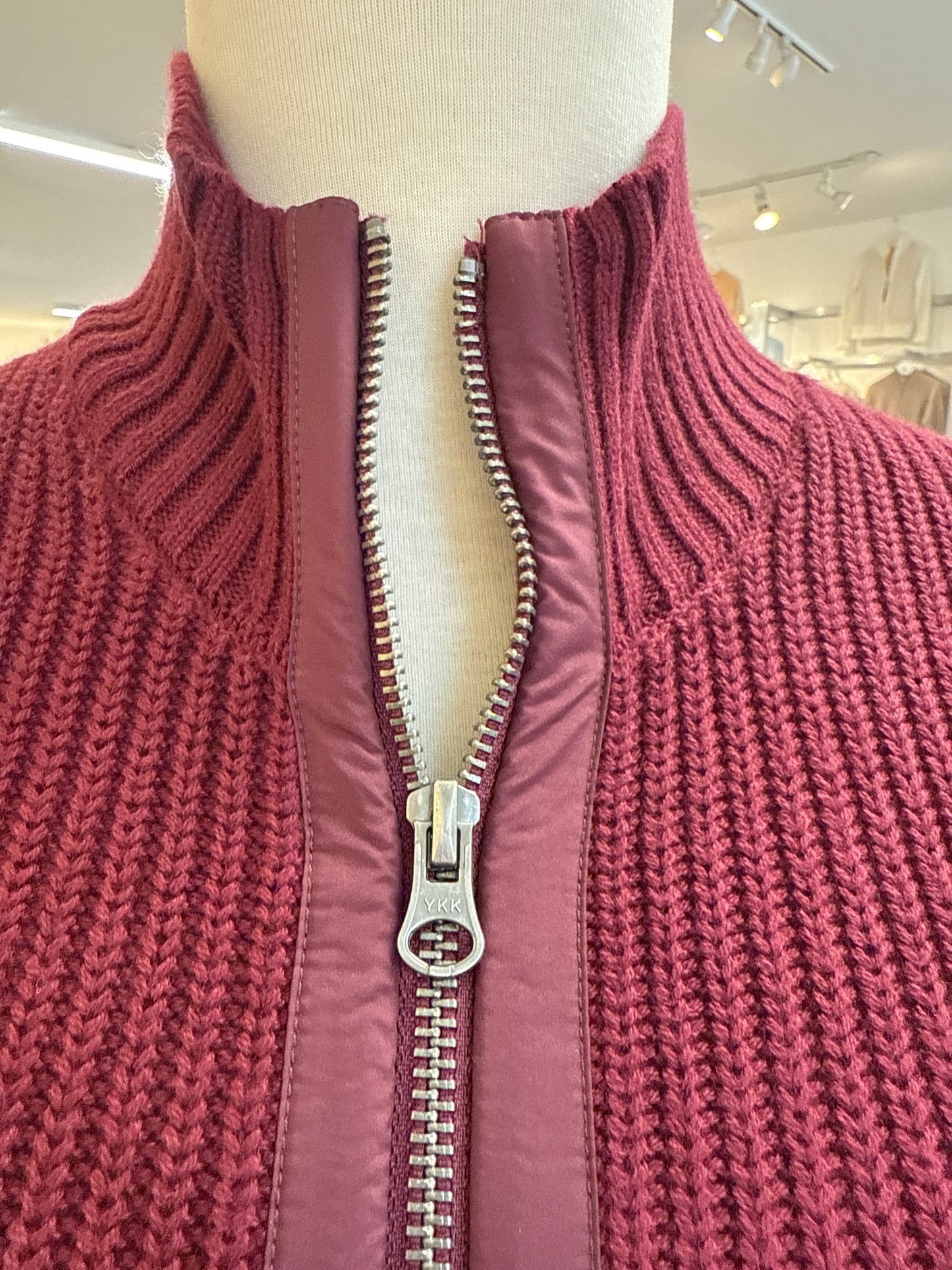 
                  
                    J.Society | Nylon Trim Cardigan Sweater | Bordeaux
                  
                