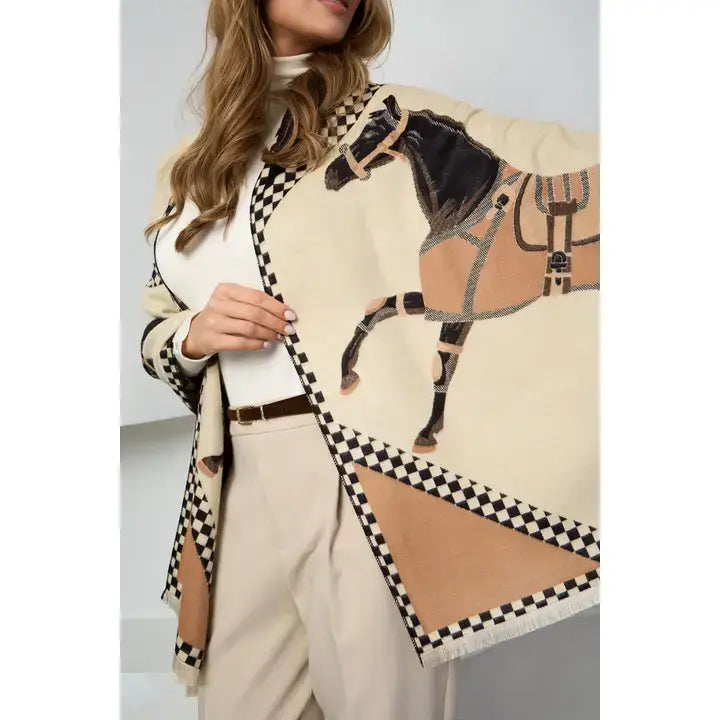 
                  
                    Checkered Equestrian Scarf: Brown
                  
                
