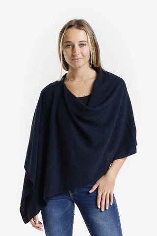 Tina | Cashmere Ruana | Navy | One Size