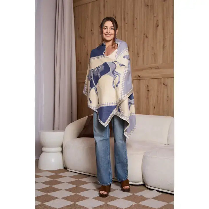 
                  
                    Checkered Equestrian Scarf: Blue
                  
                