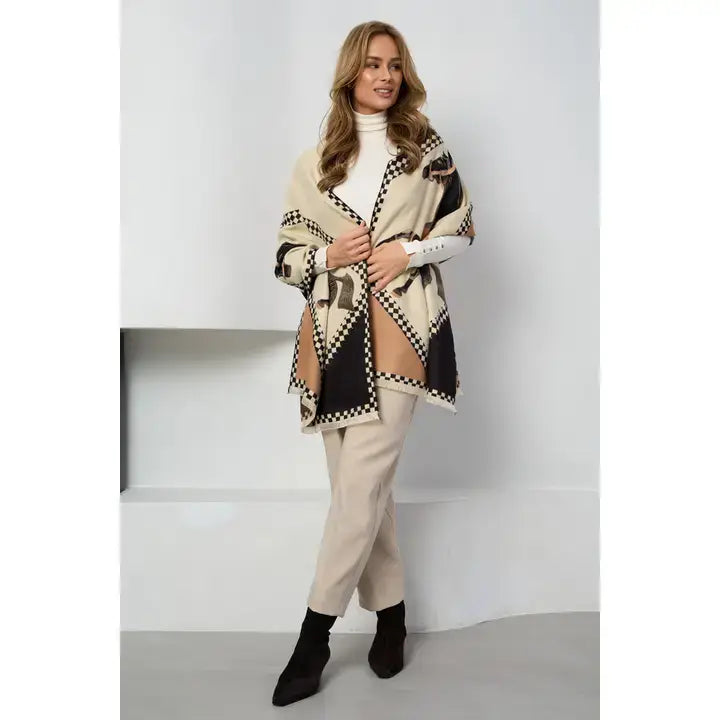 
                  
                    Checkered Equestrian Scarf: Brown
                  
                