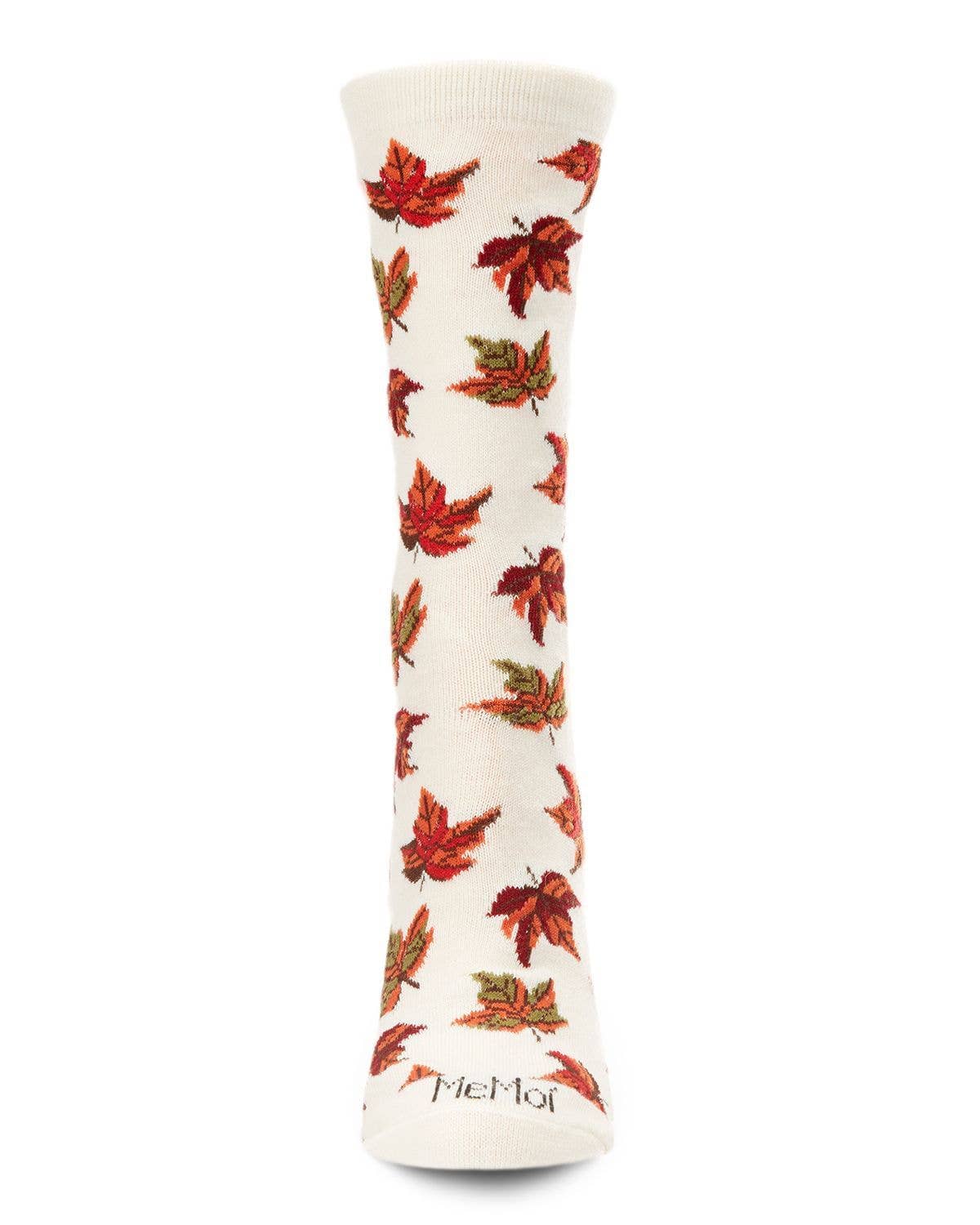 
                  
                    MeMoi Autumn Leaves Bamboo Crew Socks: Winter White / 9-11
                  
                