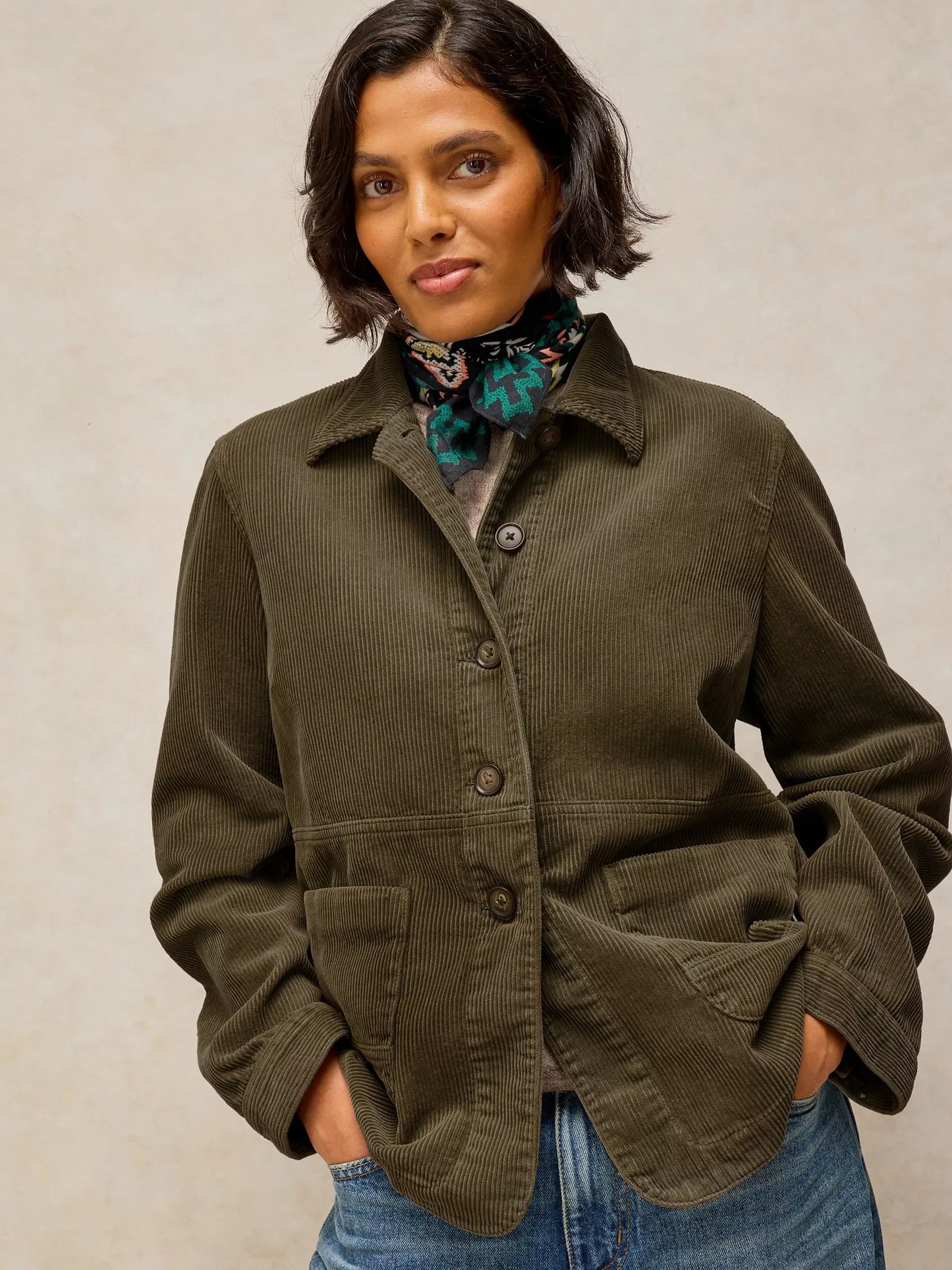 
                  
                    White Stuff | Carrie Cord Jacket | Khaki Green
                  
                
