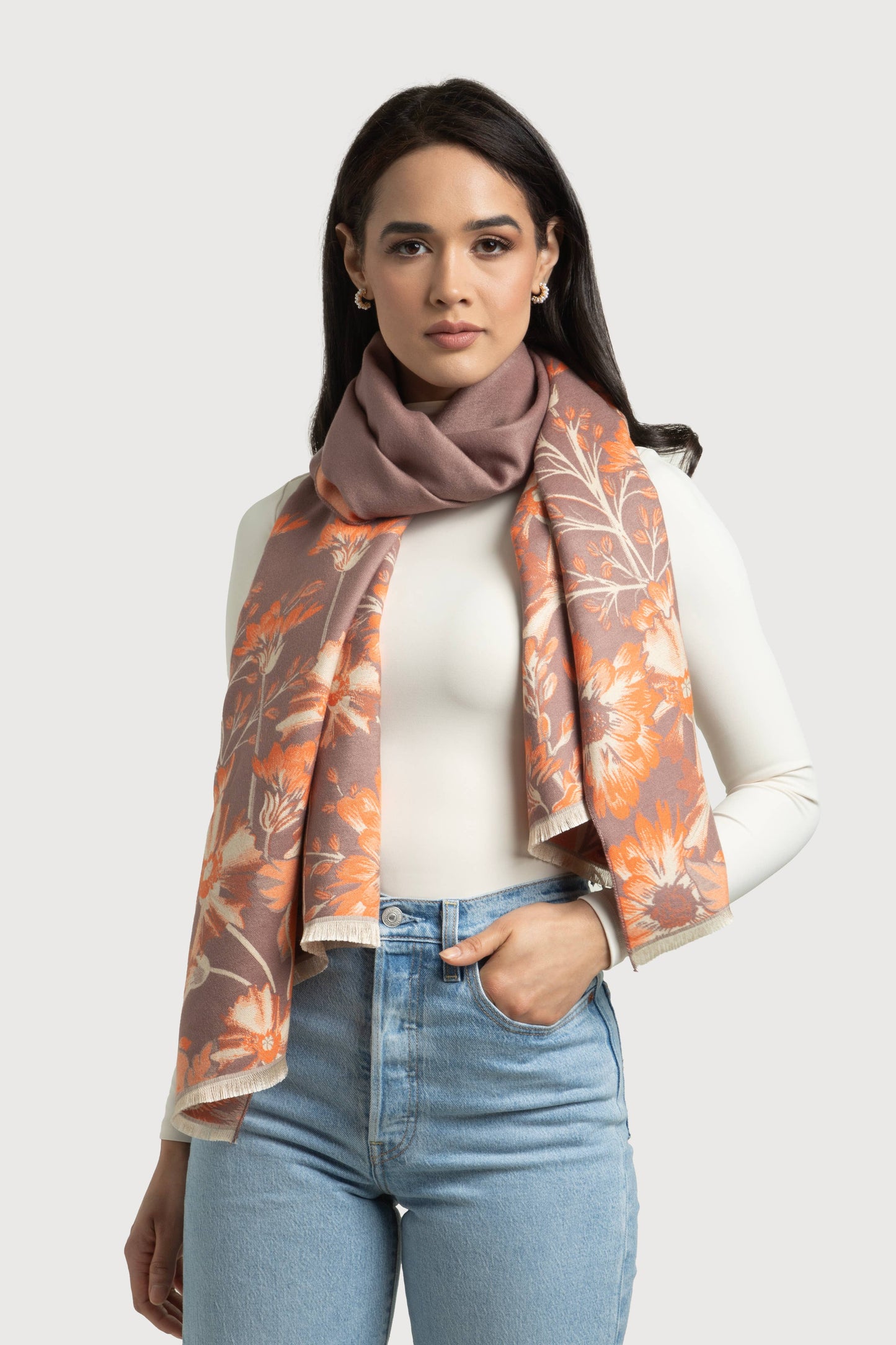 
                  
                    Reversible Floral Oversized Scarf: BLUE
                  
                