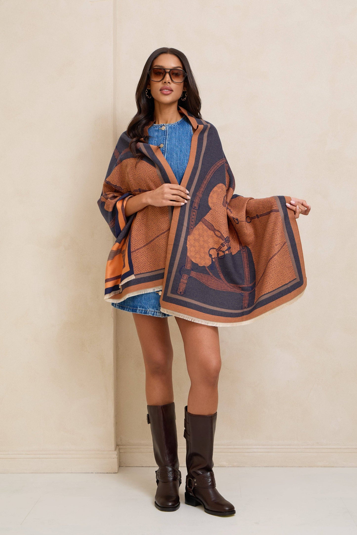 
                  
                    Equestrian Reversible Scarf: Light Blue
                  
                