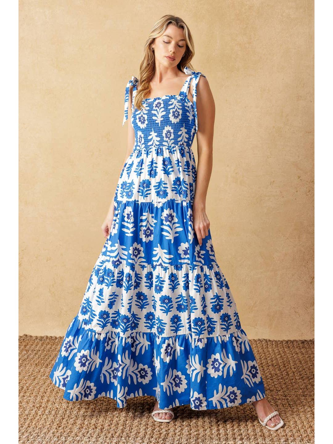 FT | Printed Maxi Dress | Blue Ivory