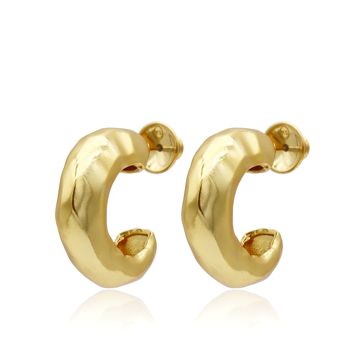 
                  
                    Hammered Metal Hoop Earrings - 24K Gold Plated: Classic 1"
                  
                
