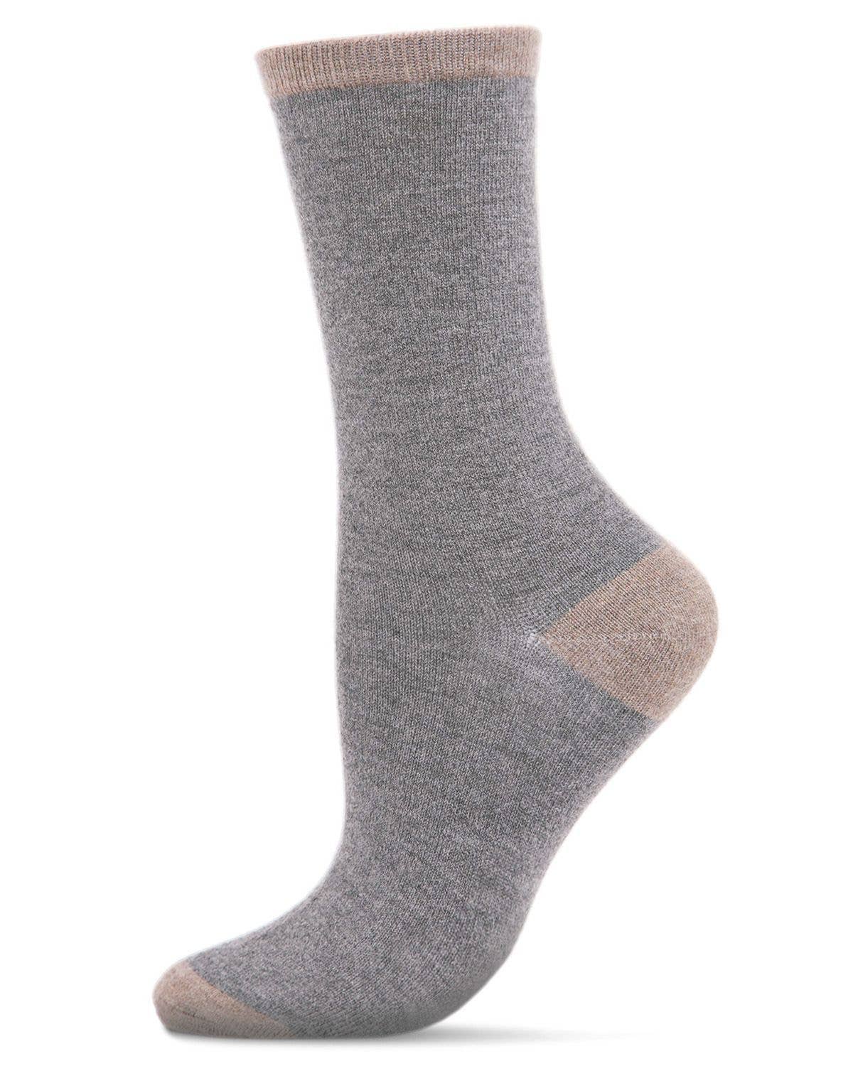 
                  
                    MeMoi Tipped Flatknit Cashmere Crew Socks: Med Gray Heather / 9-11
                  
                