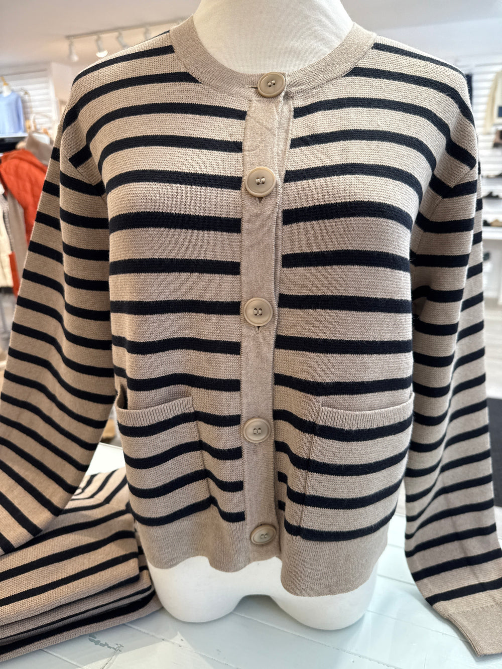 J.Society | Striped Button Front Cardigan | 22073