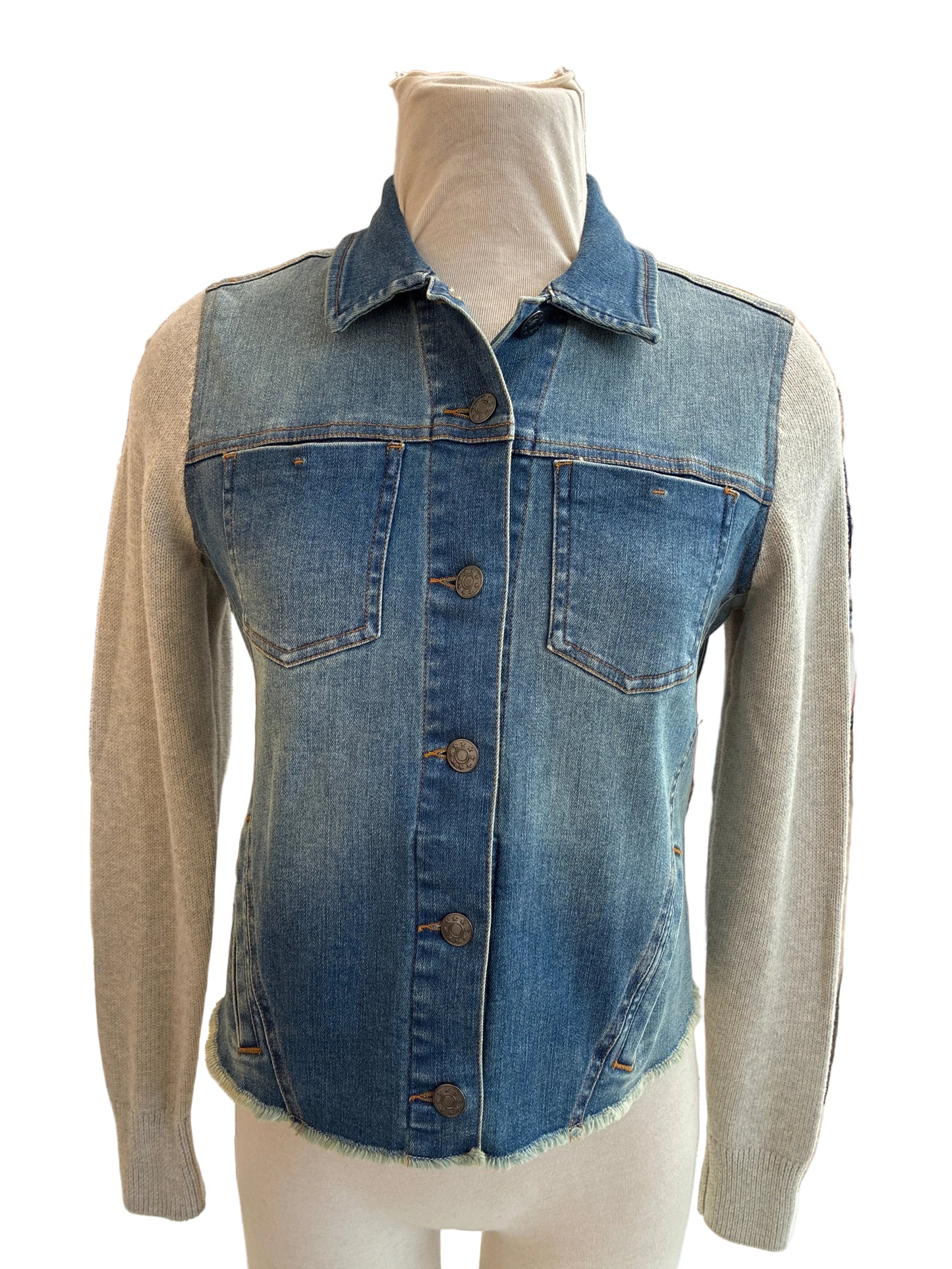 
                  
                    J.Society | Knit Sleeve Denim Jacket | Denim
                  
                