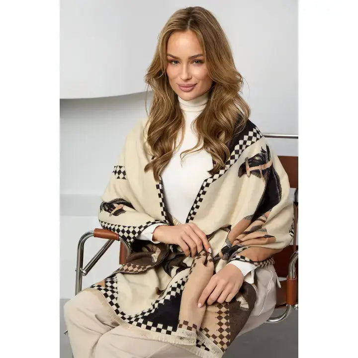 
                  
                    Checkered Equestrian Scarf: Blue
                  
                