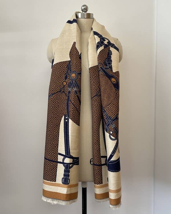 
                  
                    Equestrian Reversible Scarf: Orange
                  
                
