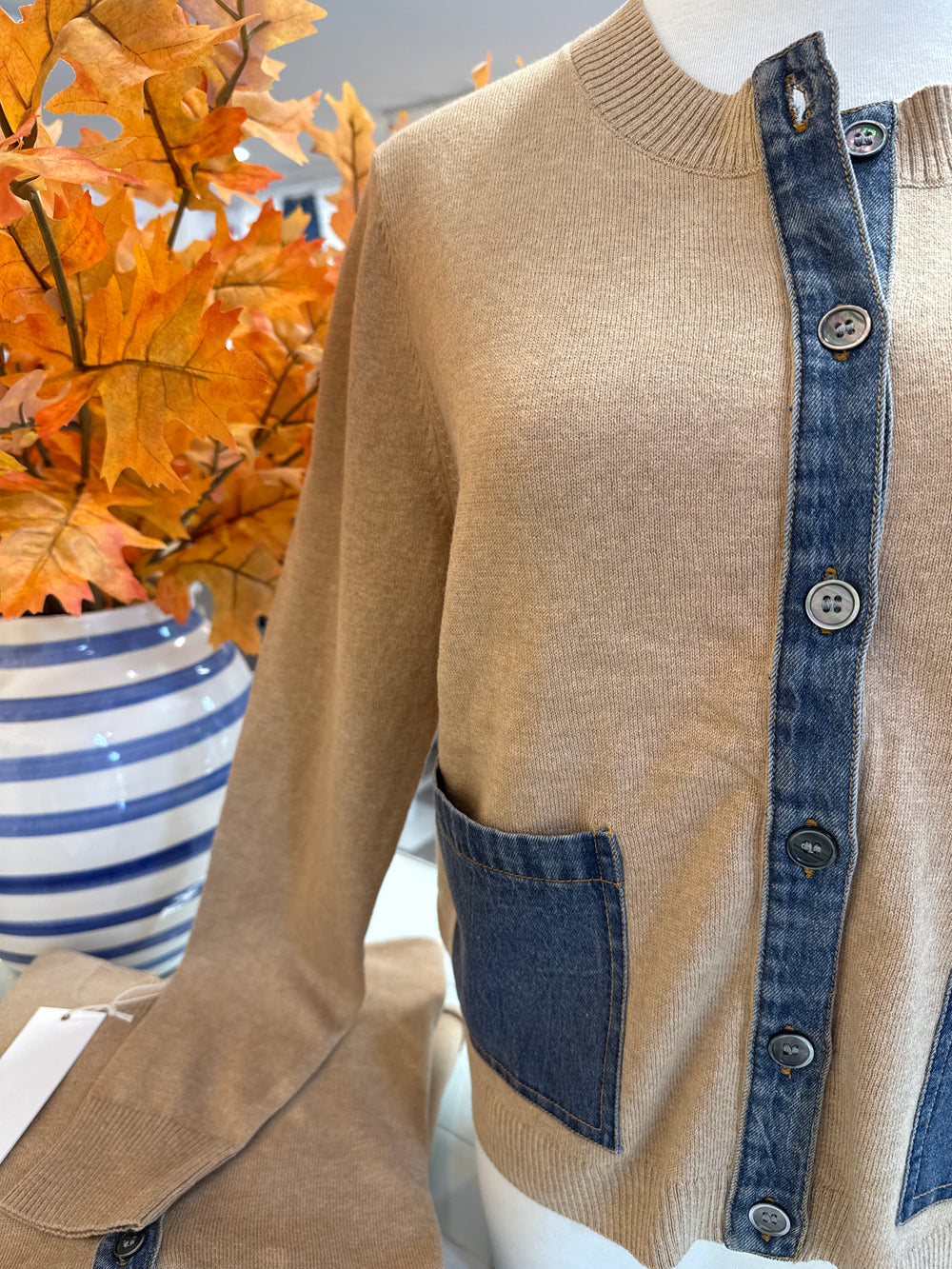 J.Society | Cardigan with Denim accents | 22029