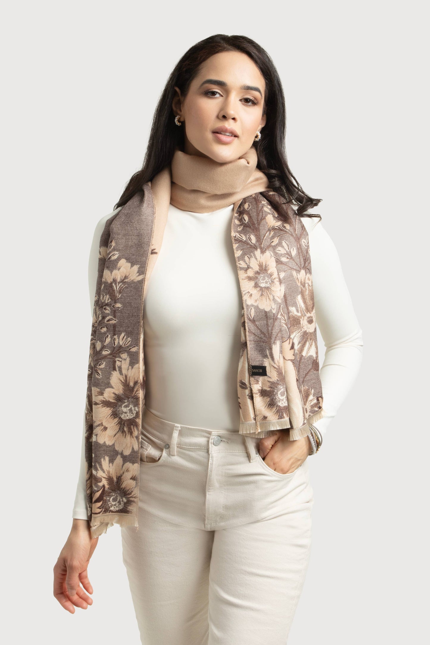 
                  
                    Reversible Wildflower Oversized Scarf : Nude
                  
                