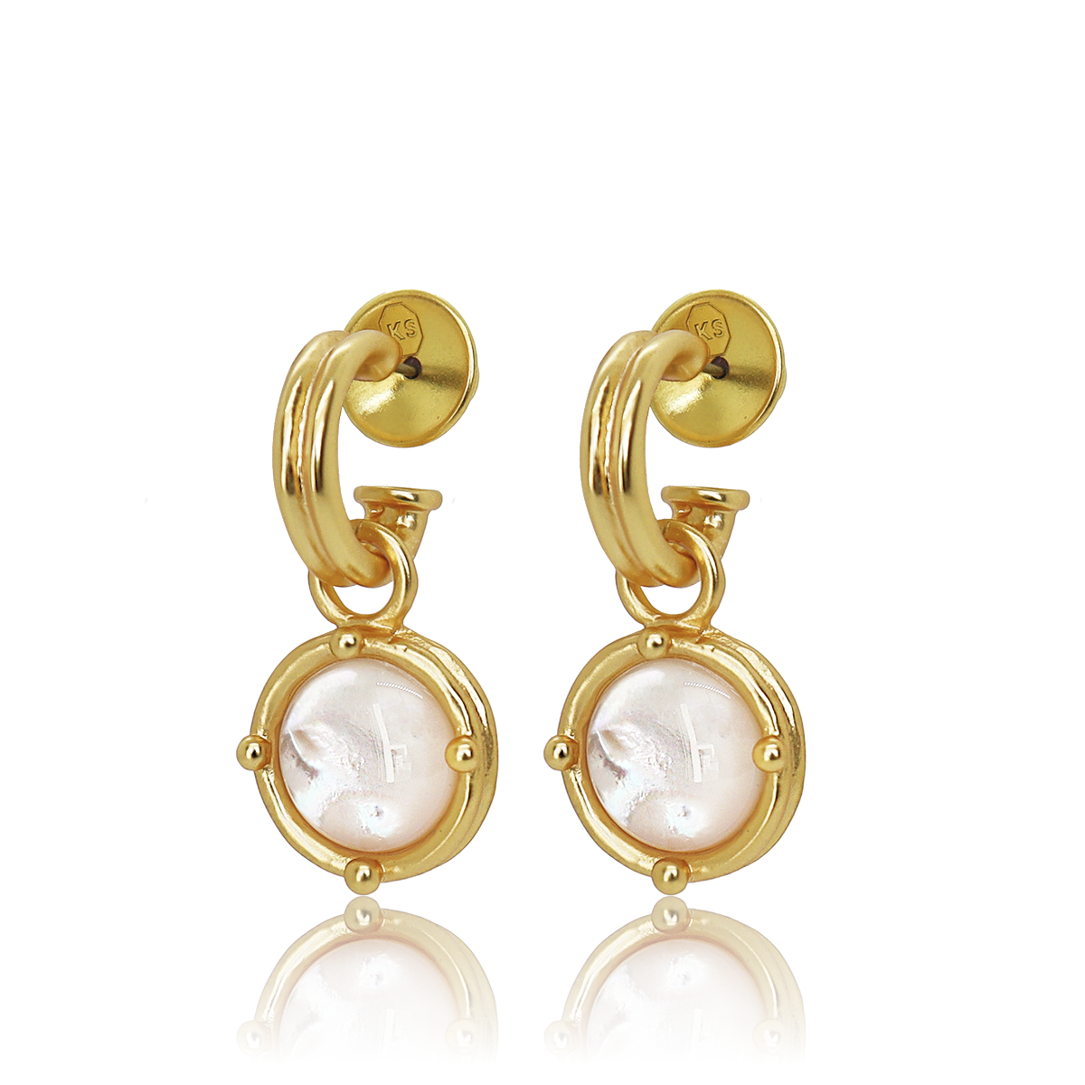 
                  
                    Double-Rim Gem Charm Hoop Earrings - 24K Gold Plated: Emerald Green
                  
                