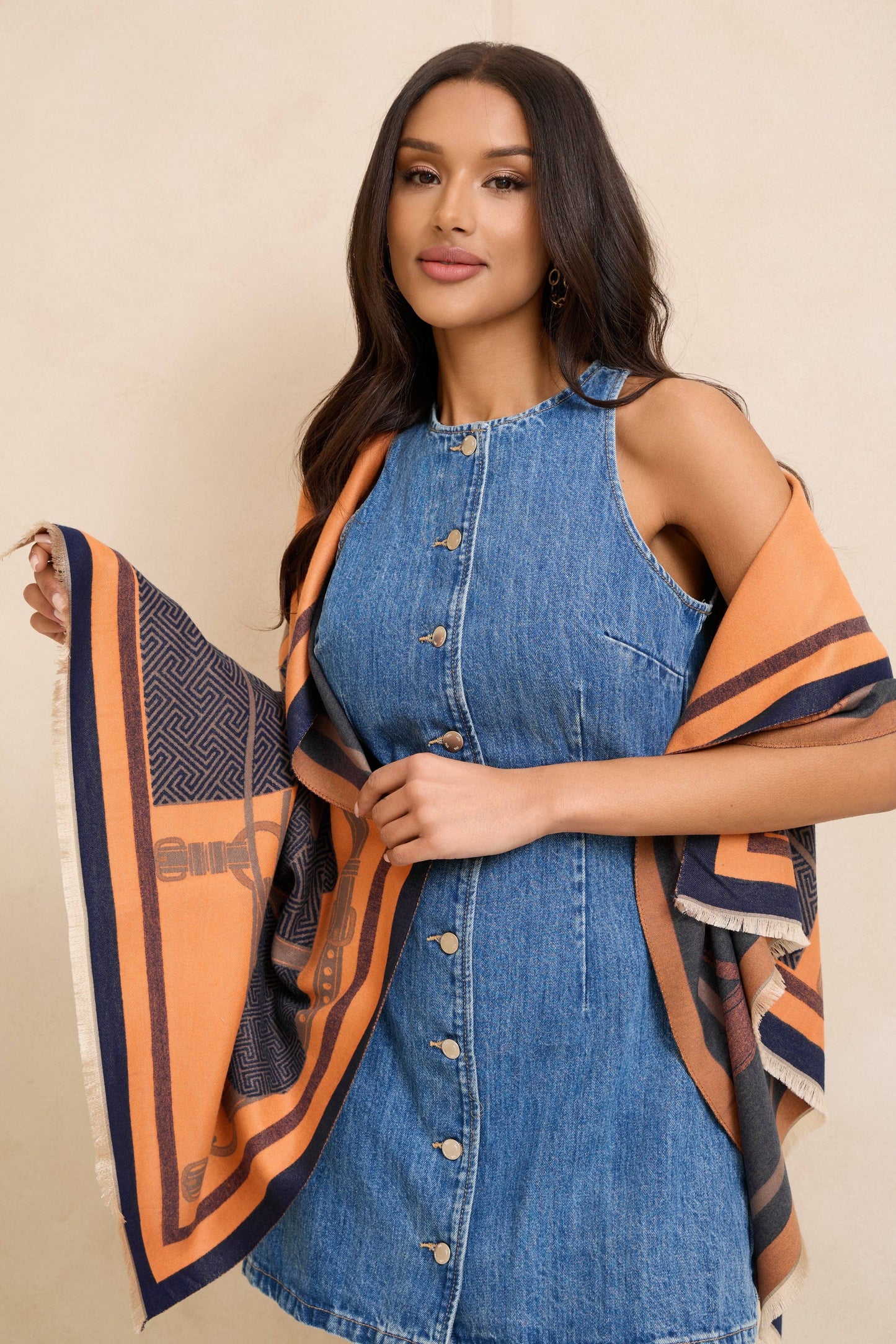 
                  
                    Equestrian Reversible Scarf: Orange
                  
                