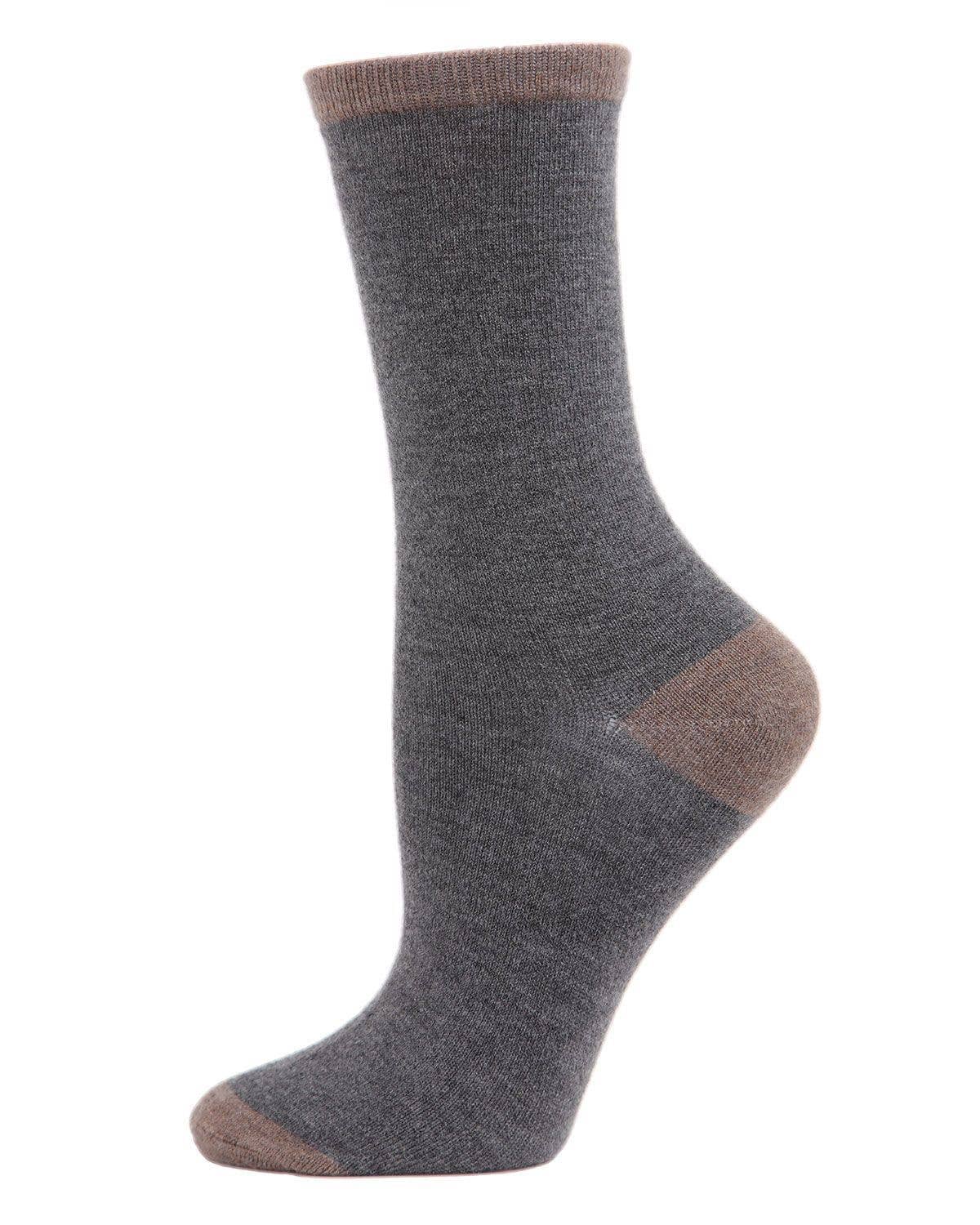 
                  
                    MeMoi Tipped Flatknit Cashmere Crew Socks: Med Gray Heather / 9-11
                  
                