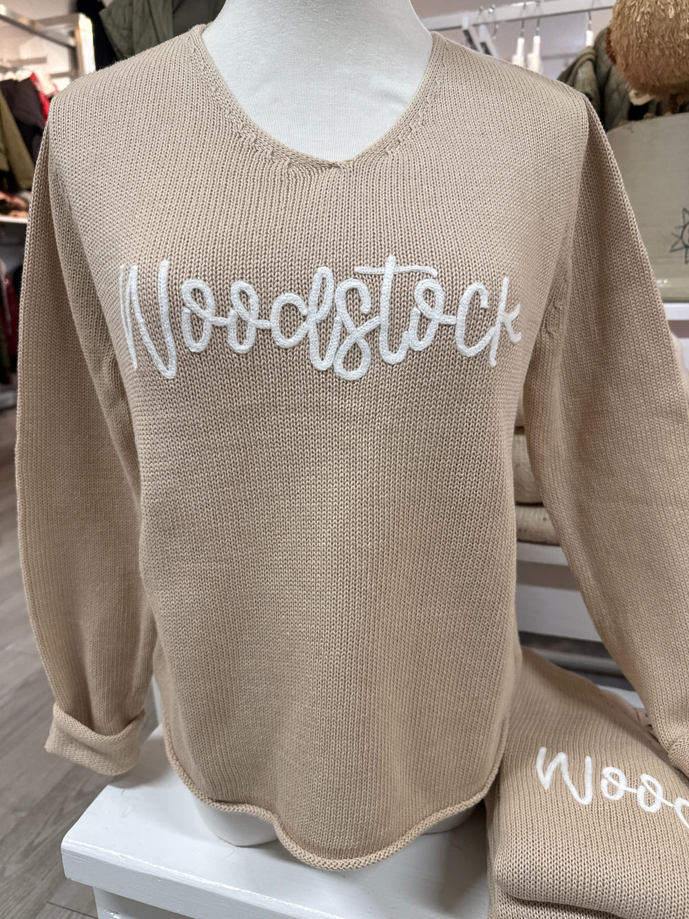 Pearls and Camo | Woodstock VNeck Sweater